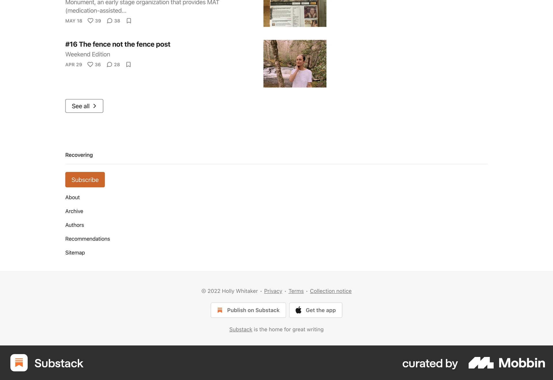 Substack Web News Feed screen