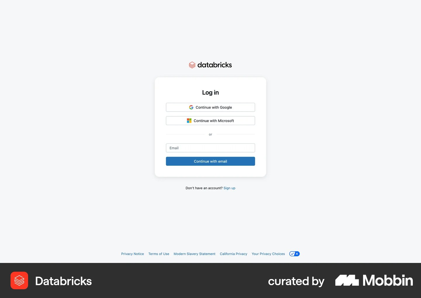 Databricks Login Flow Databricks Web Logging out Flow | Mobbin