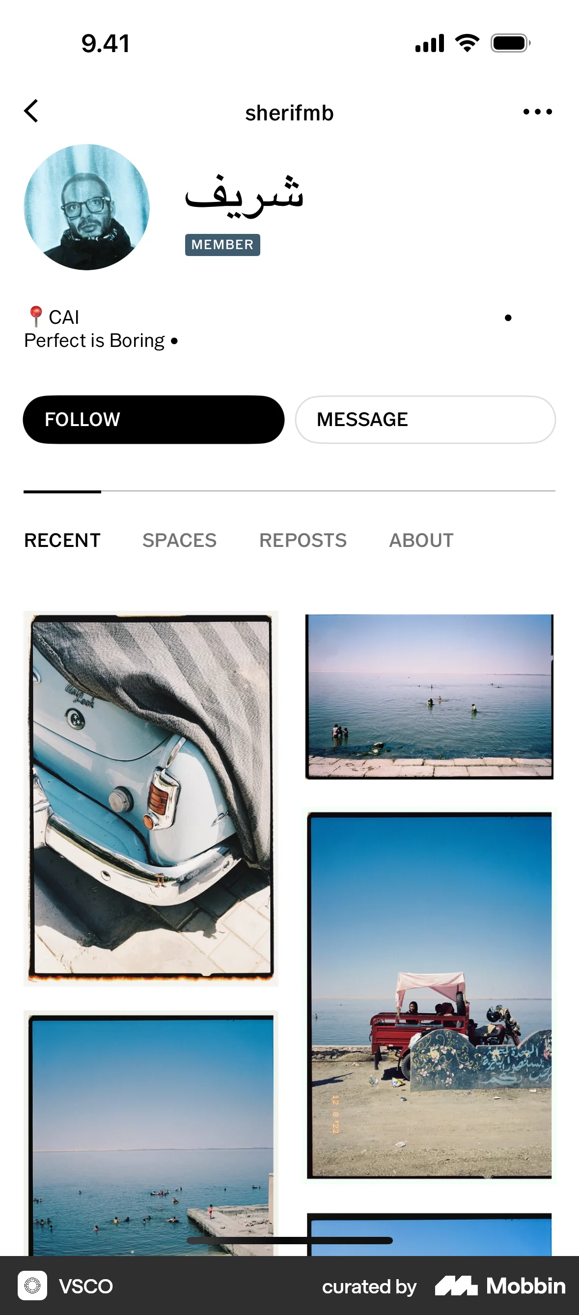 VSCO iOS User / Group Profile screen