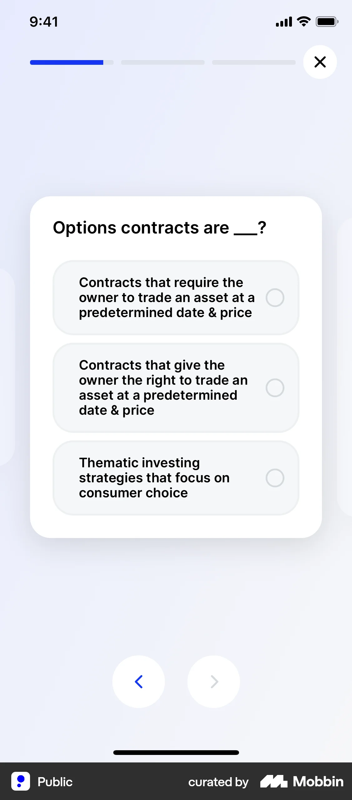 Public iOS Quiz screen