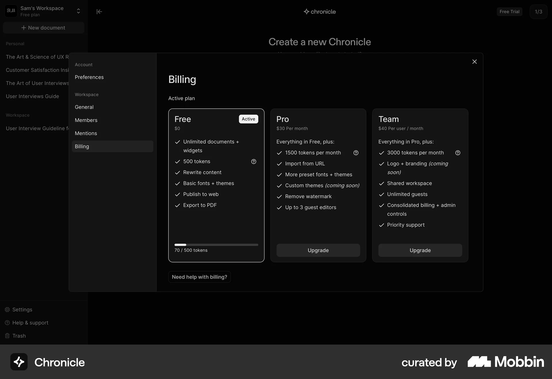 Chronicle Web Progress screen
