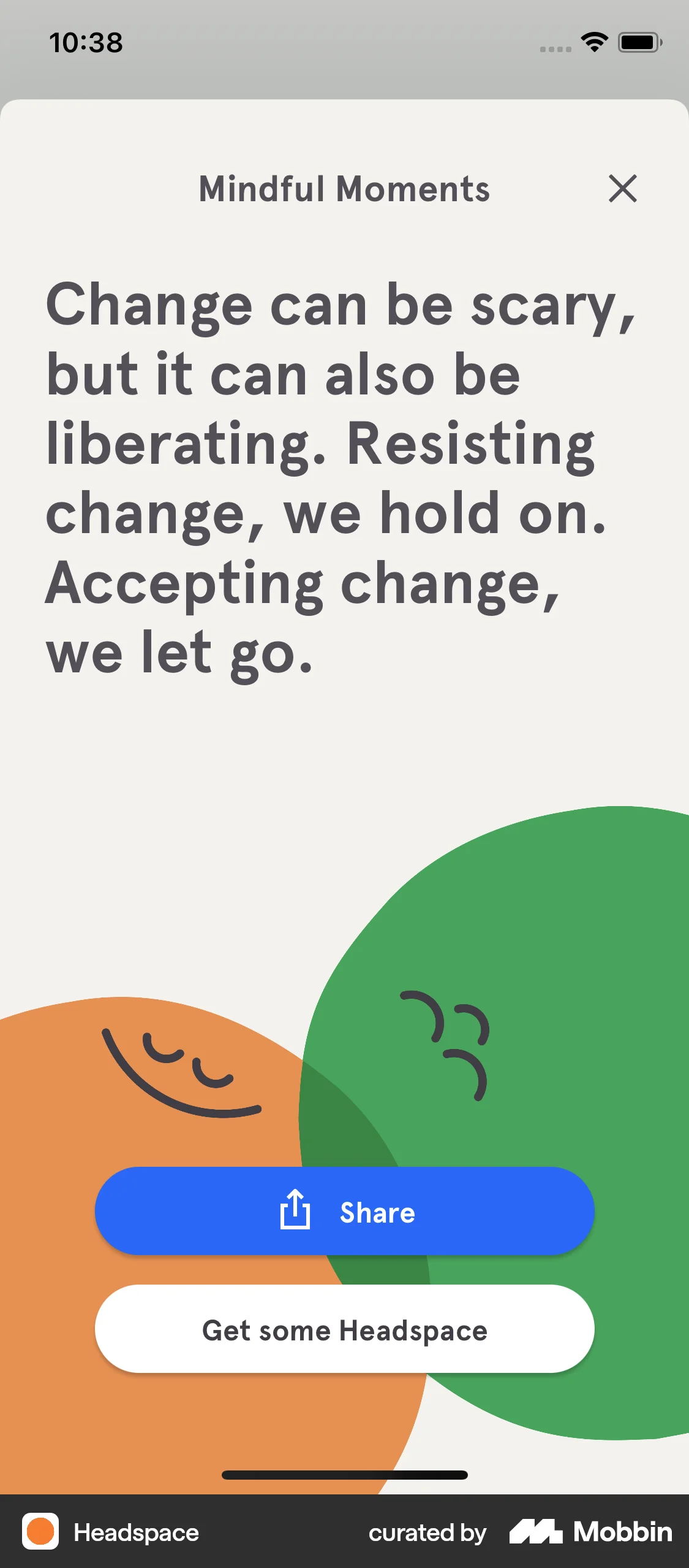 Headspace iOS Share screen
