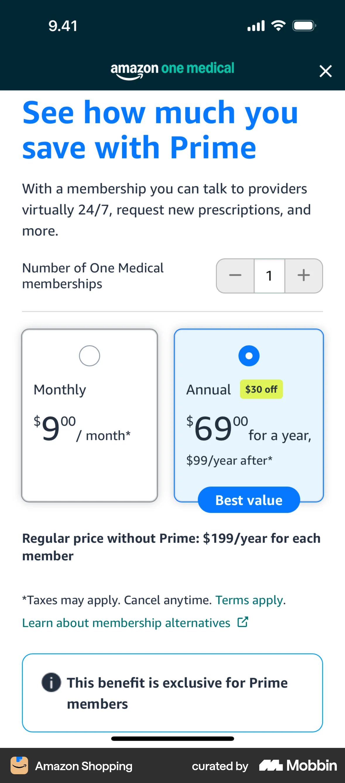 Amazon Shopping iOS screen containing Badge UI element