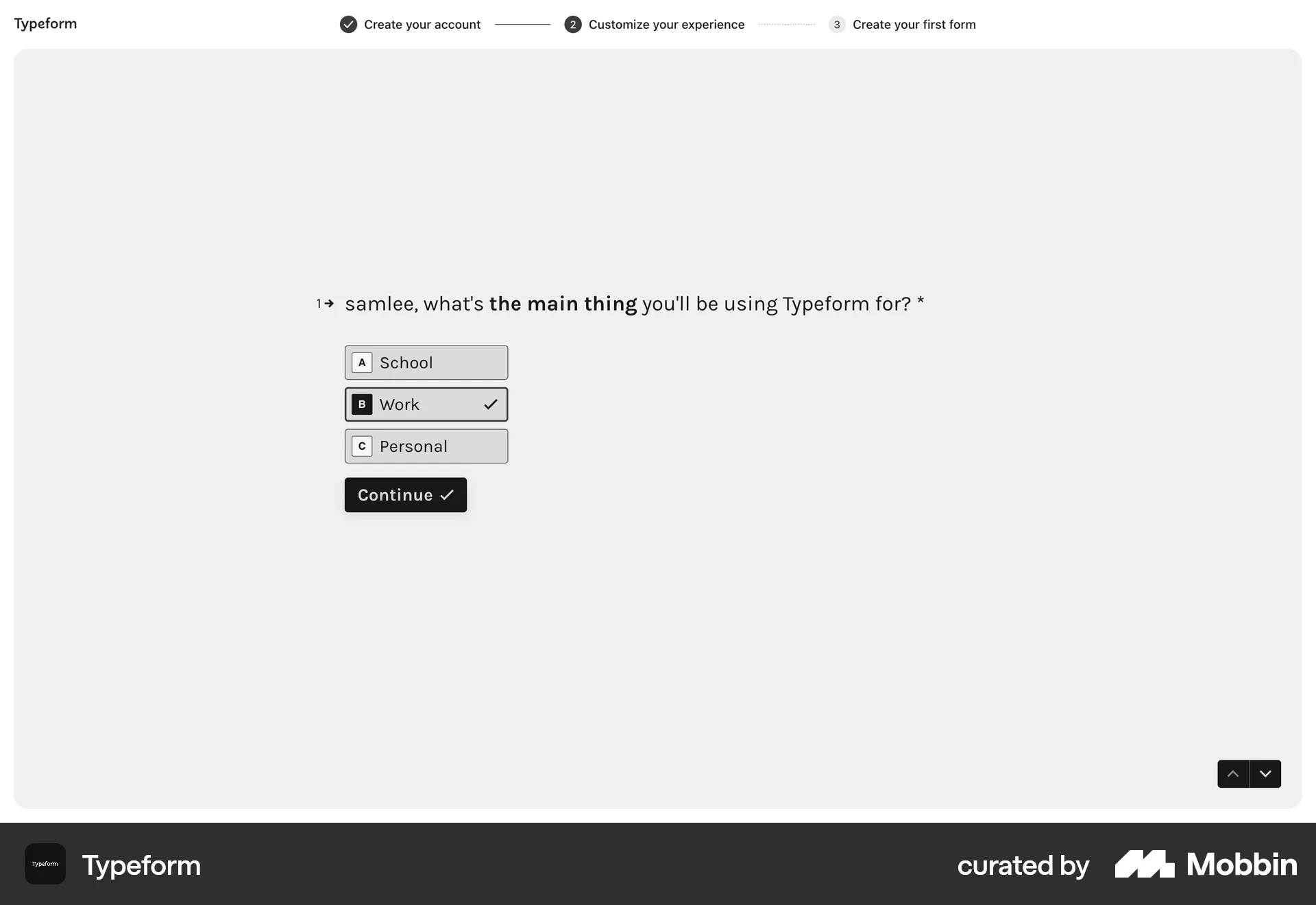 Typeform Web Progress screen