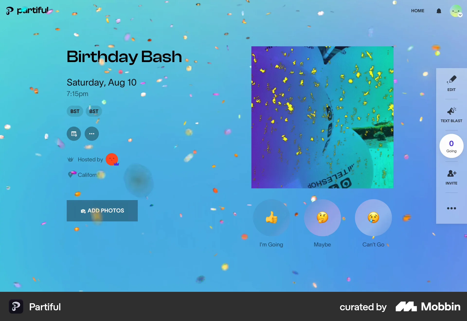 Partiful Web Lifestyle App screen
