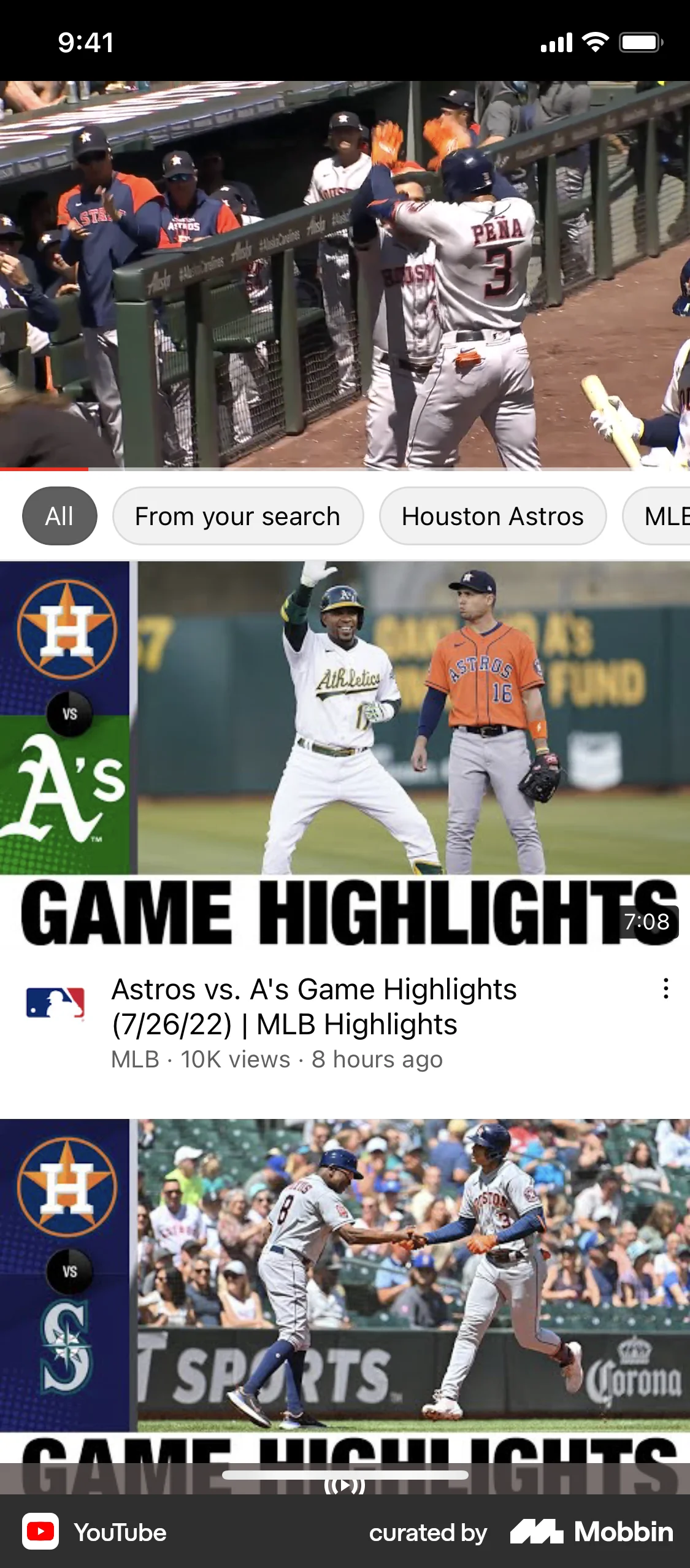 YouTube iOS Video Player screen