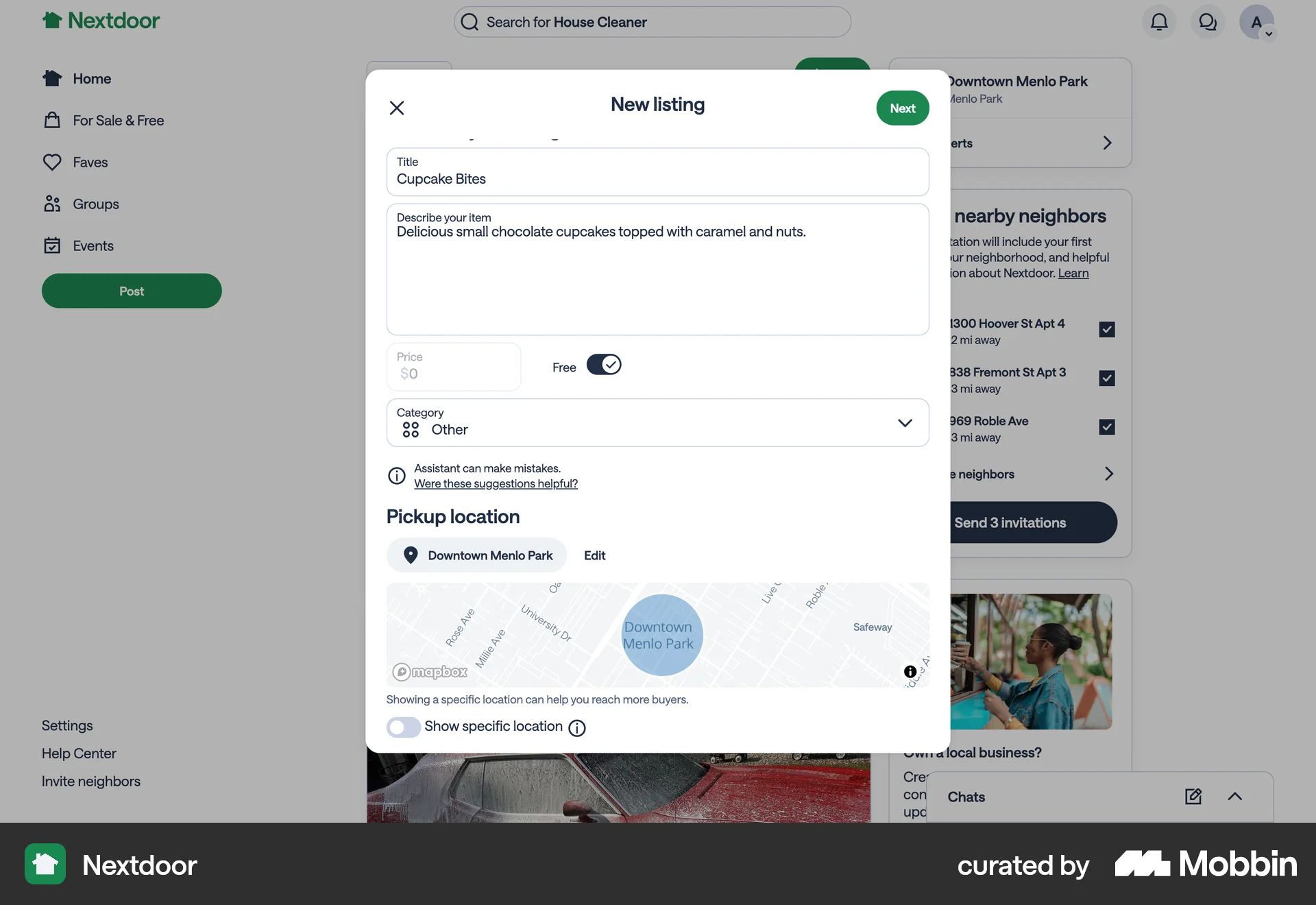 Nextdoor Web News App screen