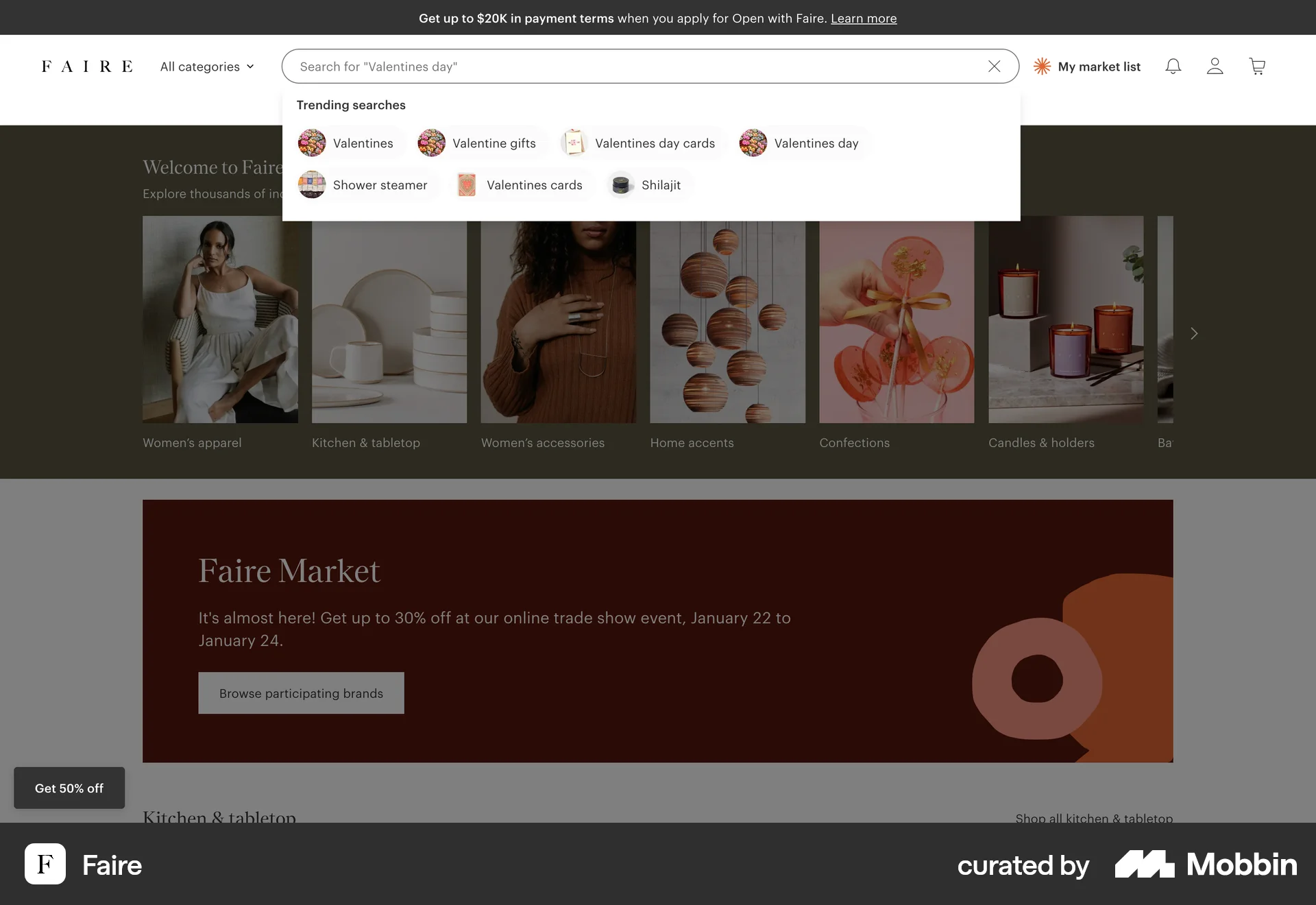Faire Web Suggestions & Similar Items screen