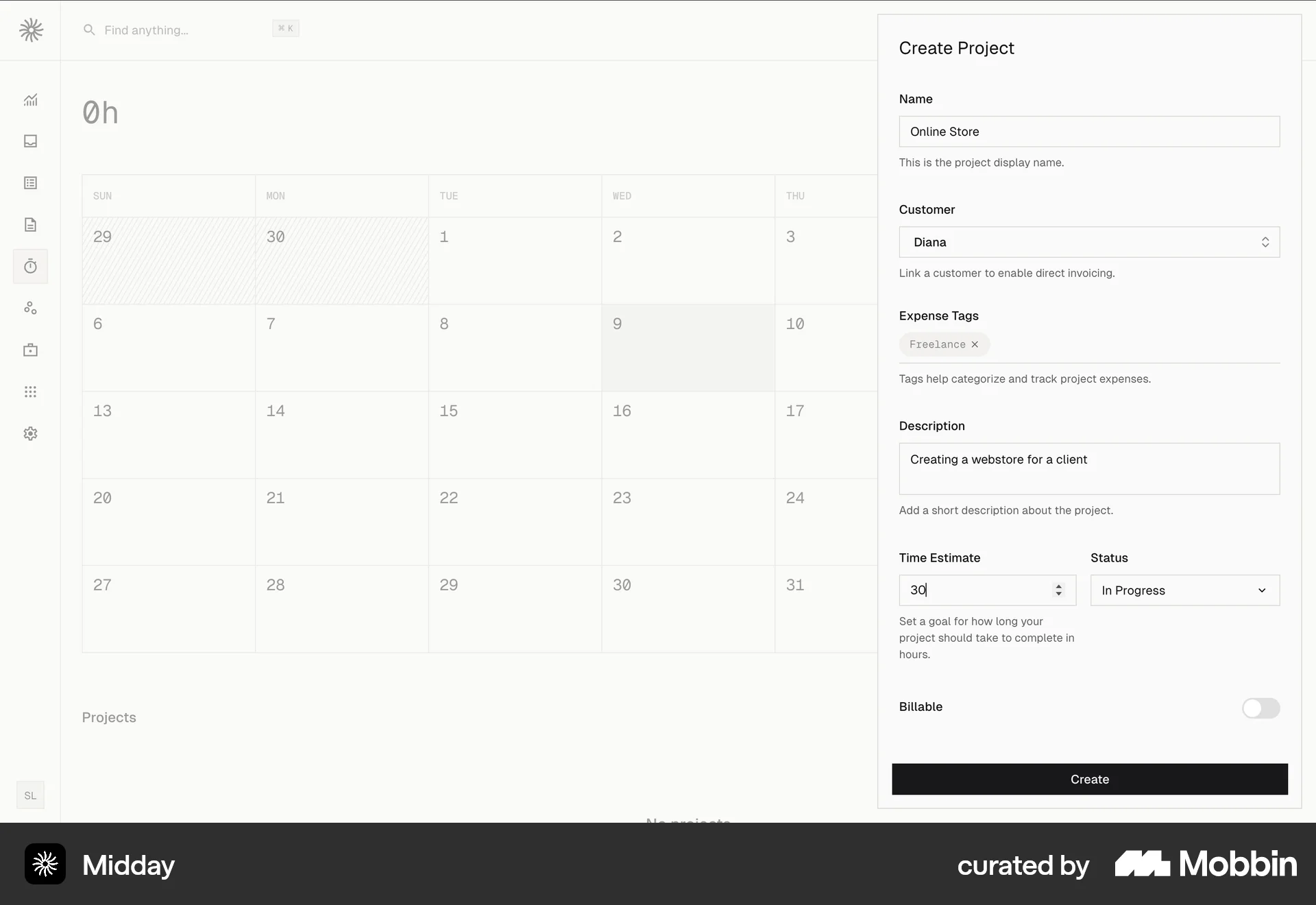 Midday Web screen containing Stepper UI element