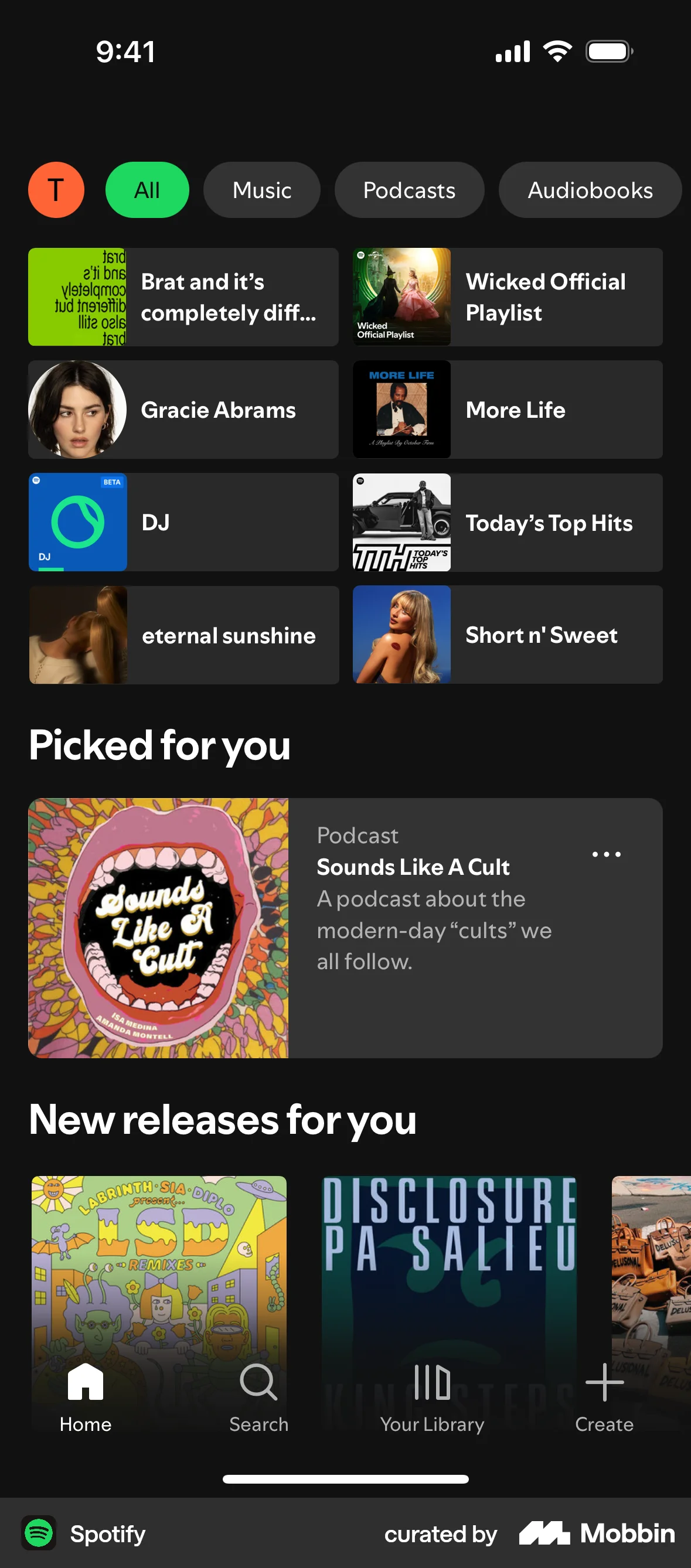 Spotify iOS Home screen