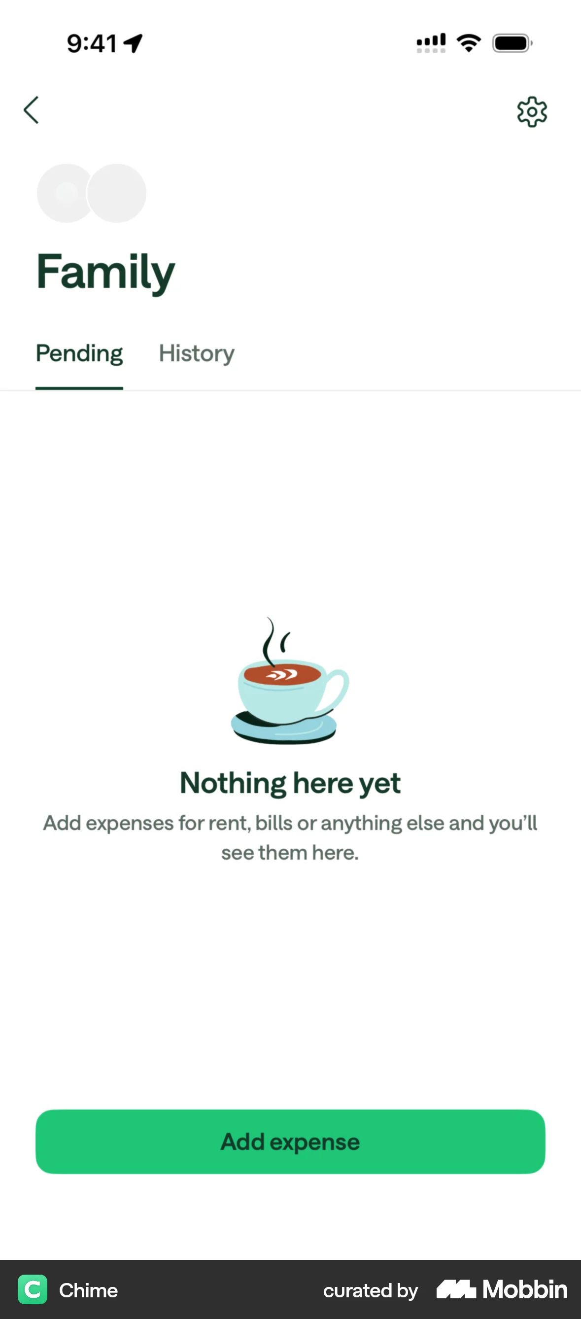 Chime iOS Empty State screen