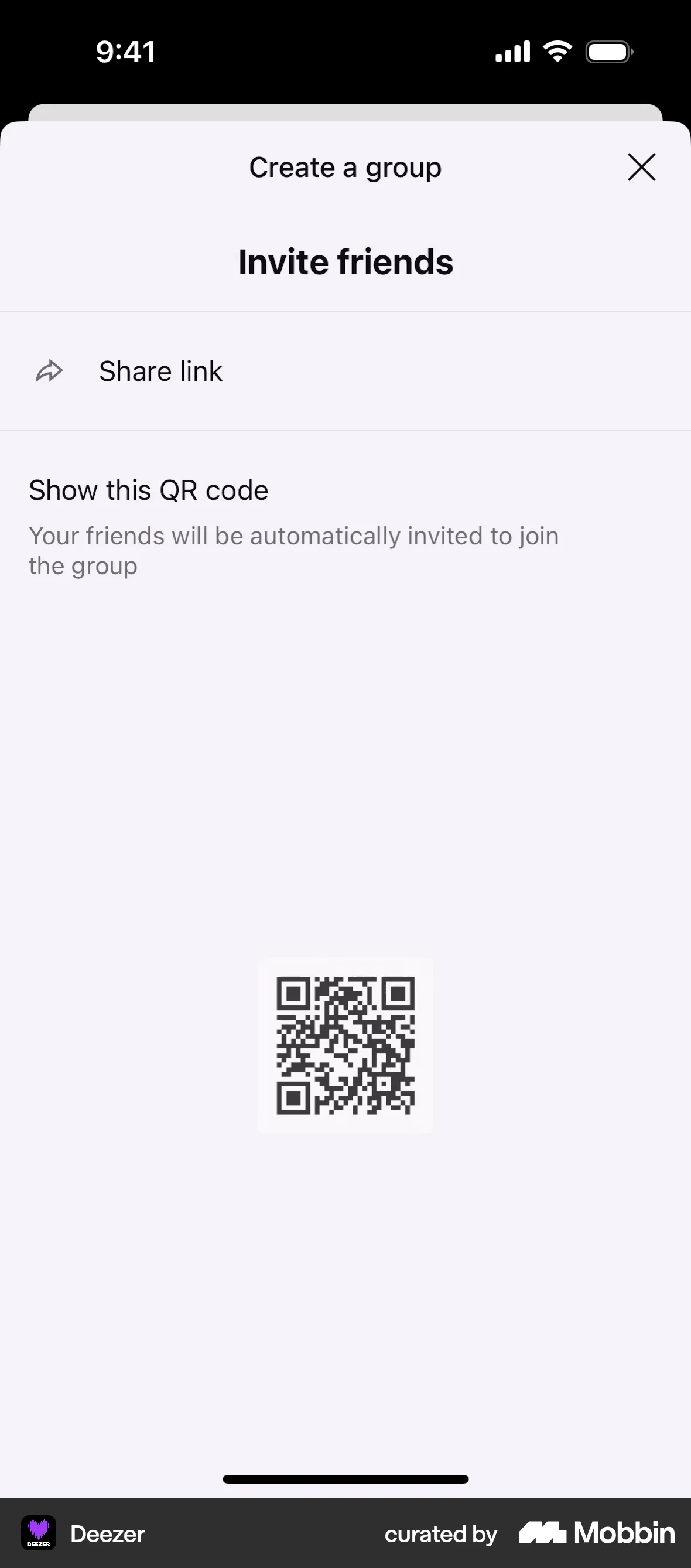 Deezer iOS Invite Teammates screen
