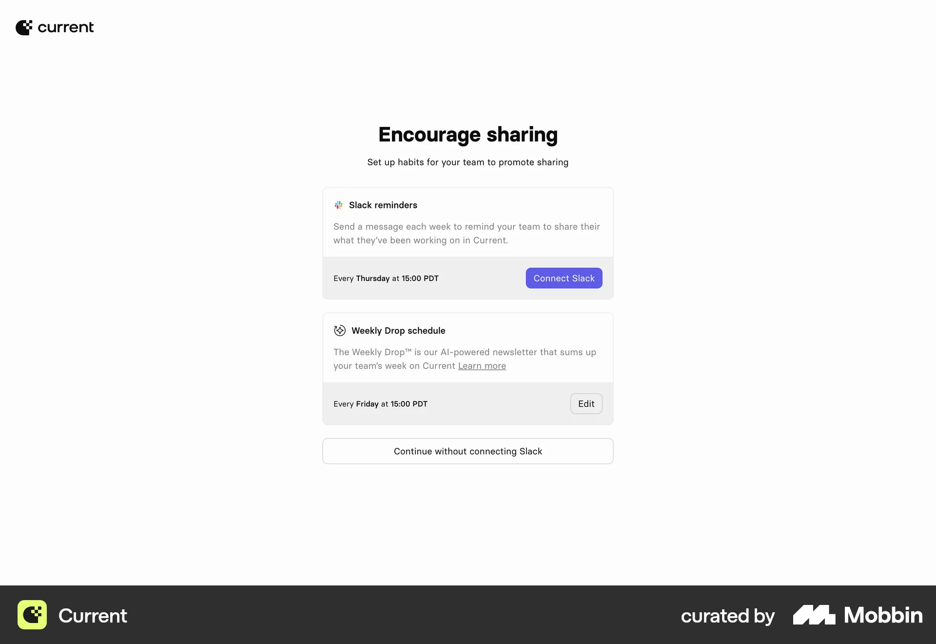 Current Web Account Setup screen
