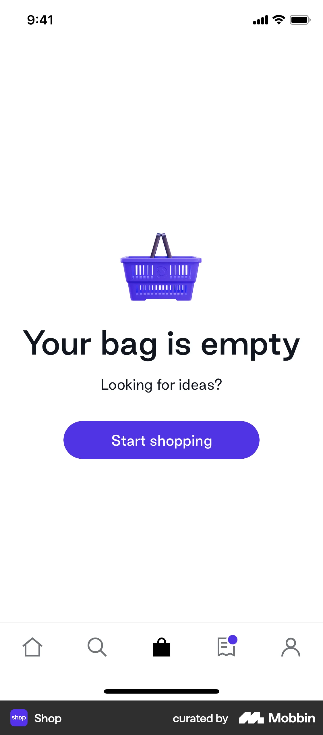 Shop iOS Mobile Shopping Cart screen