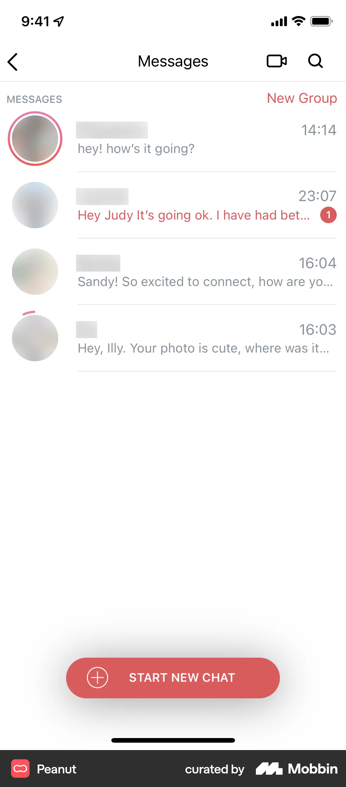 Peanut iOS Emails & Messages screen