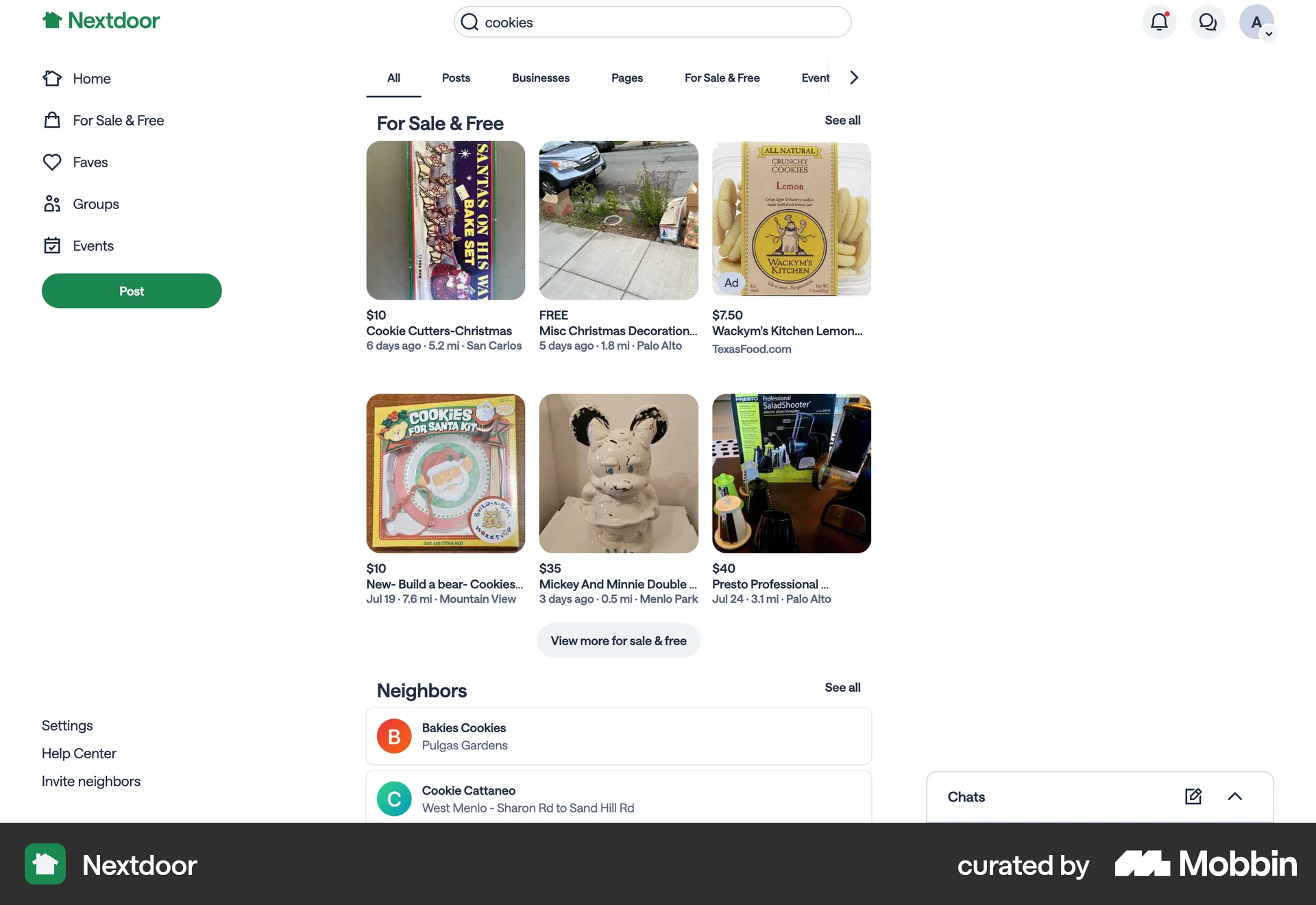 Nextdoor Web Search screen