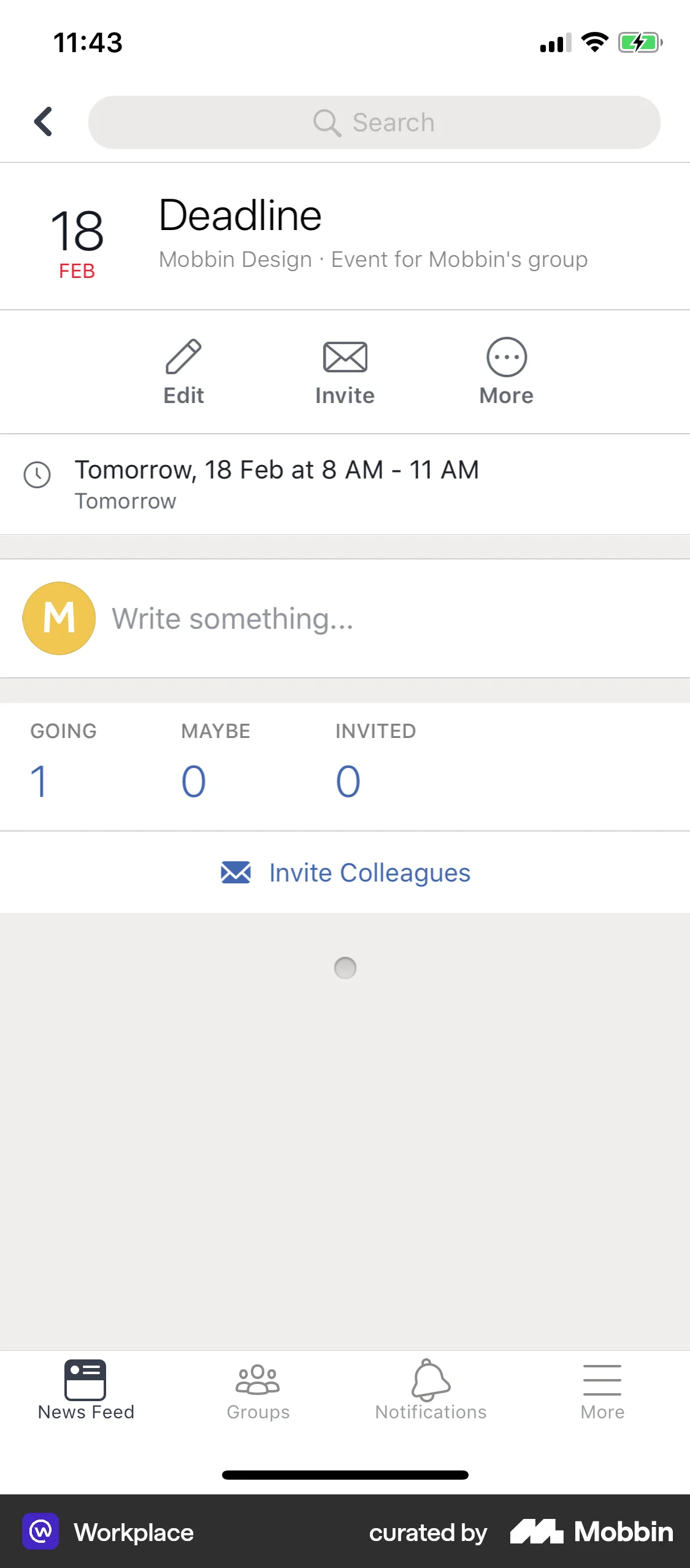 Workplace iOS Event Detail screen
