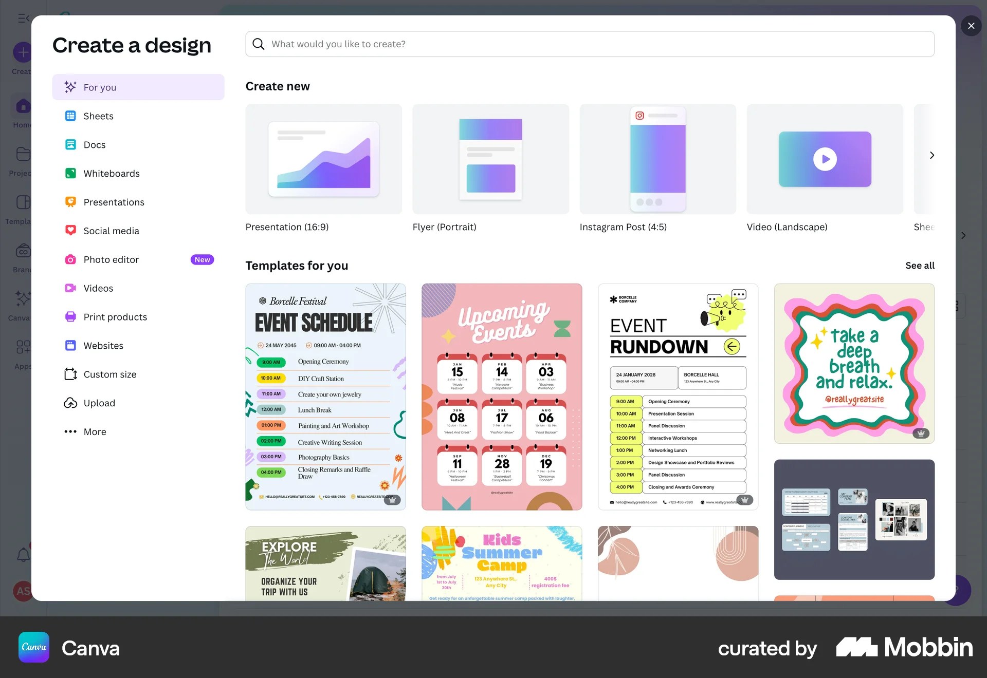 Canva Web screen containing Carousel UI element