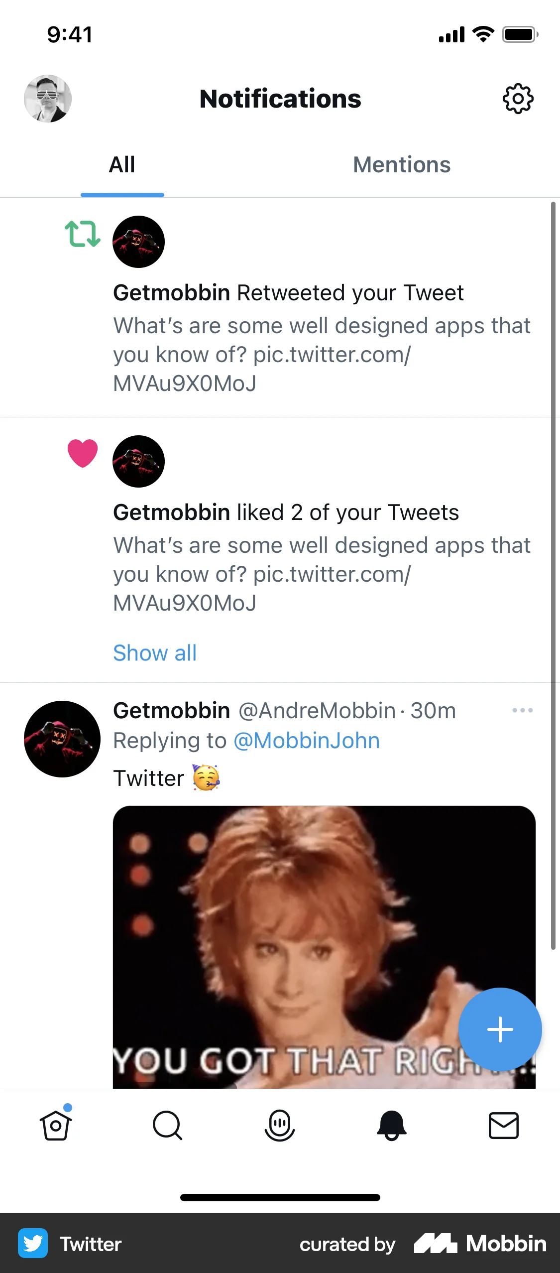 X iOS Notifications screen