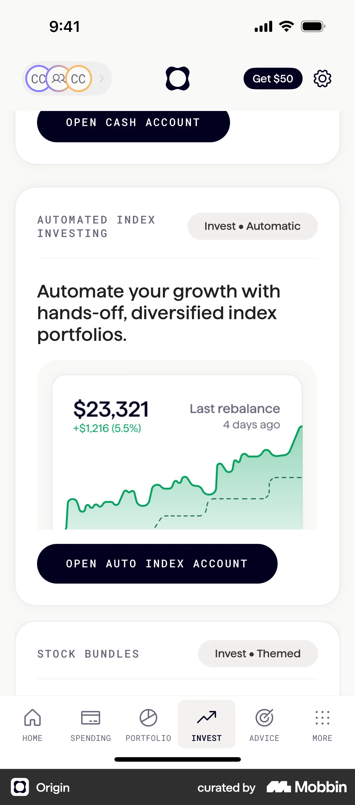 Origin iOS Feature Info screen