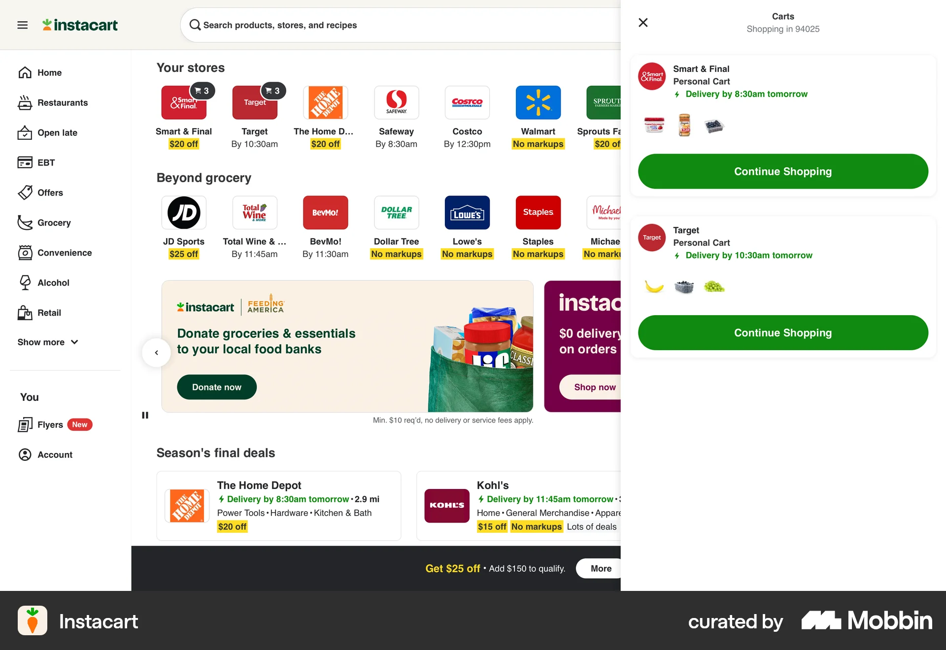Instacart Web Web Shopping Cart screen