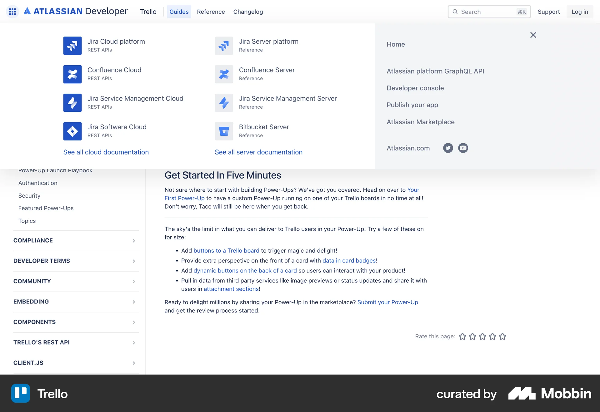 Trello Web screen containing Navigation Menu UI element