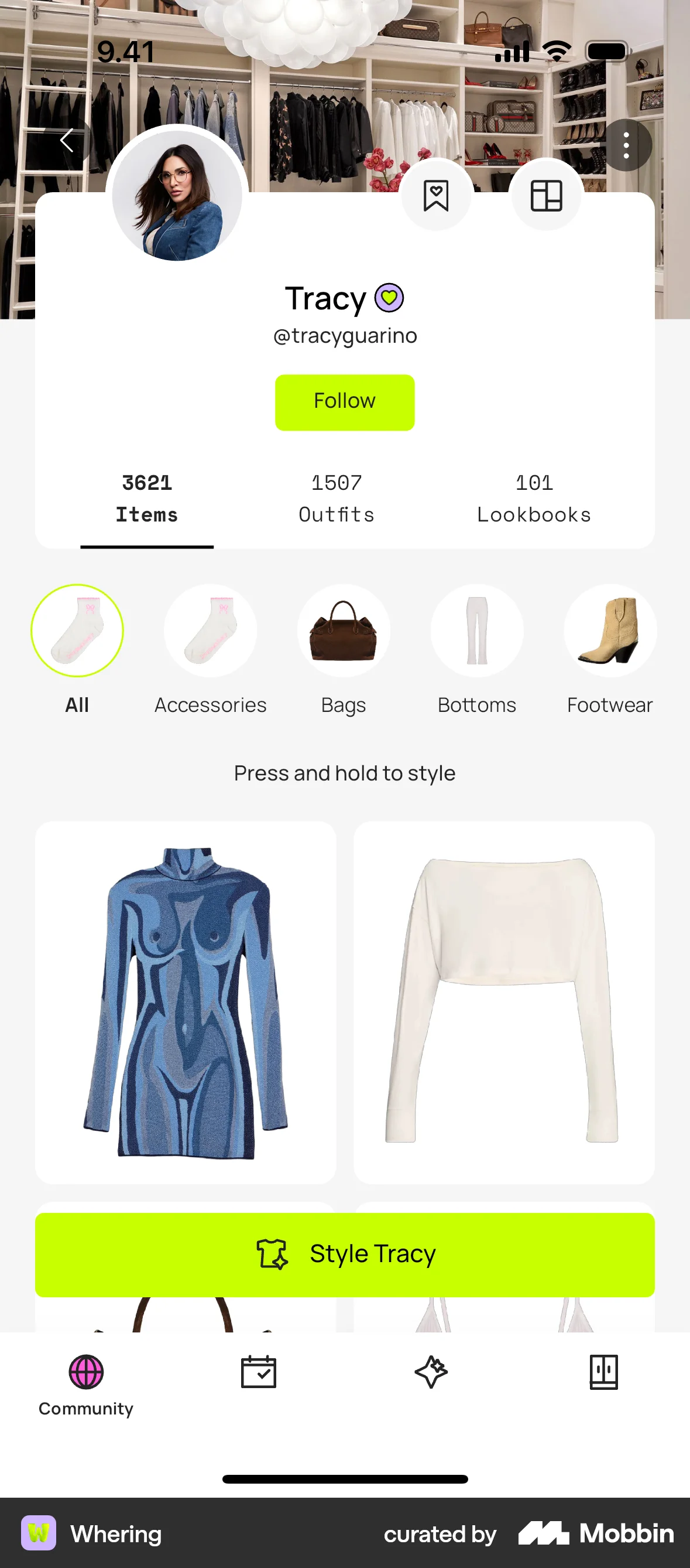 Whering iOS User / Group Profile screen