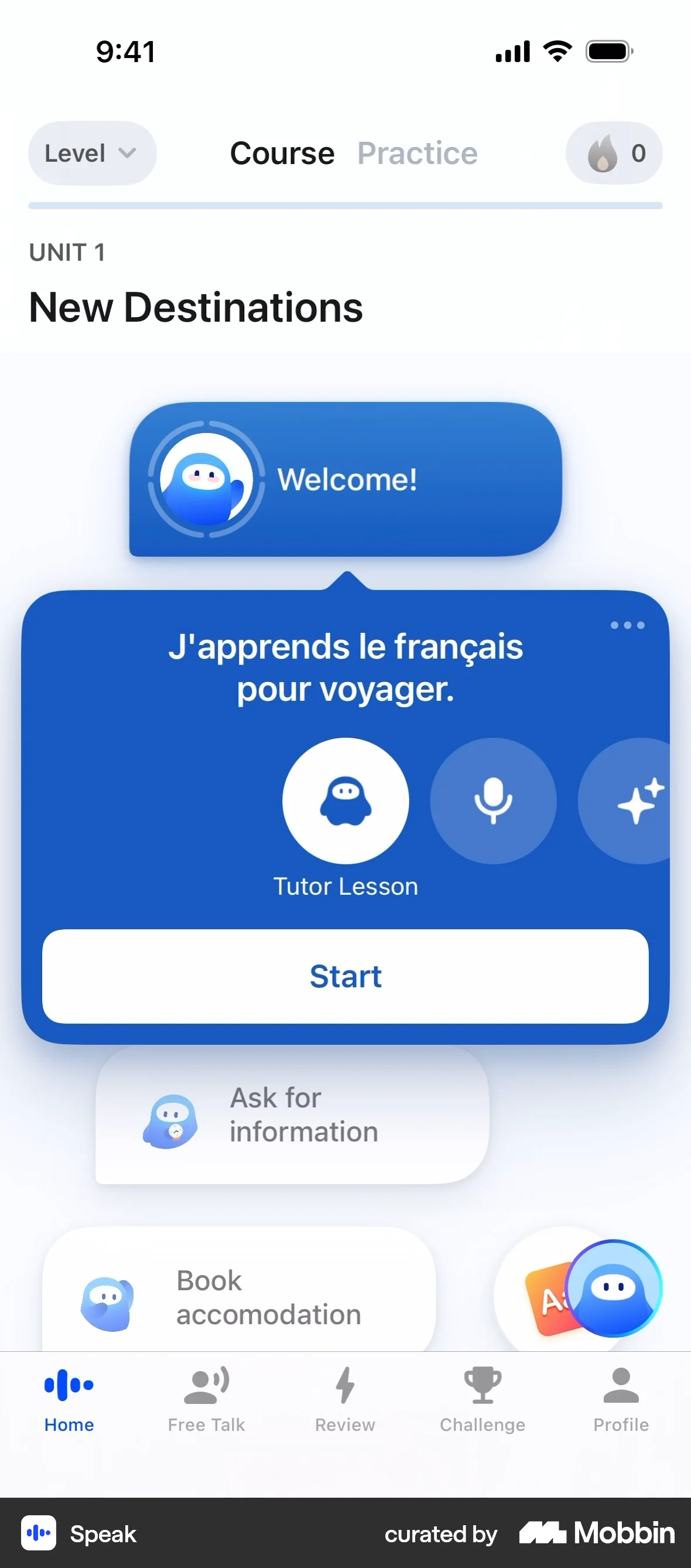 Speak Onboarding screen
