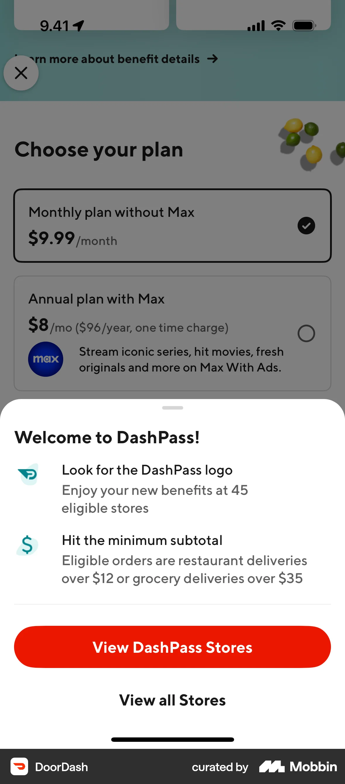DoorDash iOS Order Confirmation screen