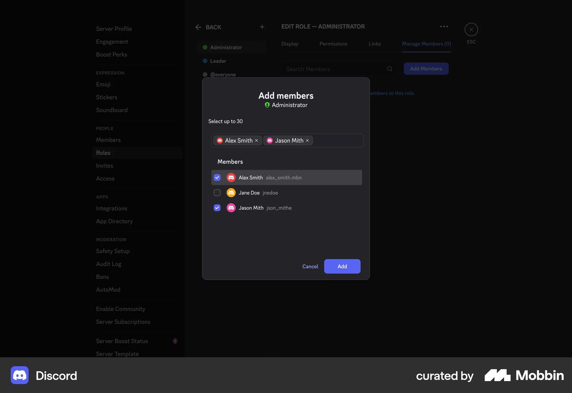 Discord Web screen containing Checkbox UI element