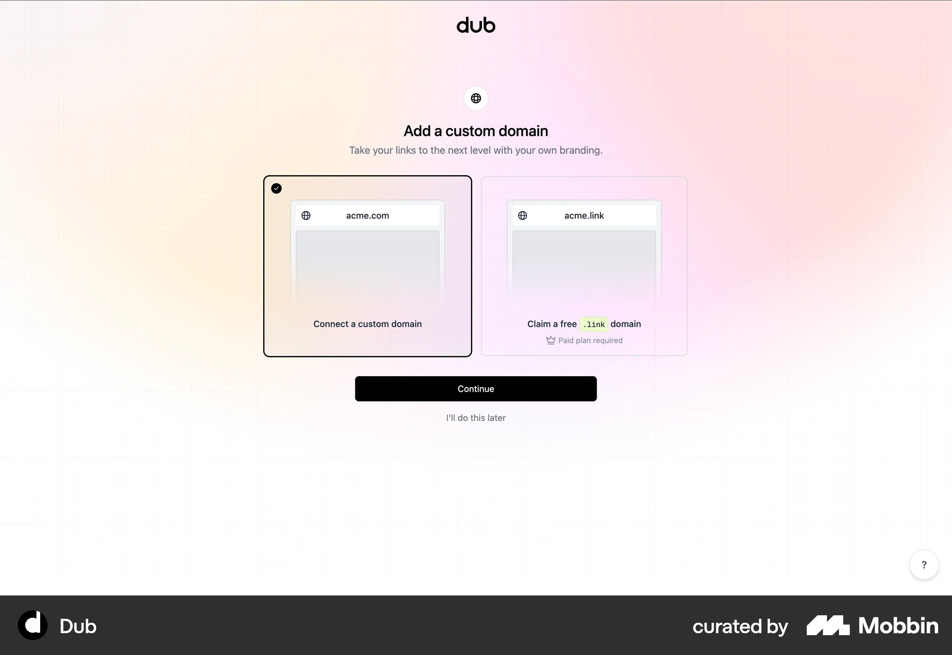 Dub Web screen containing Tile UI element