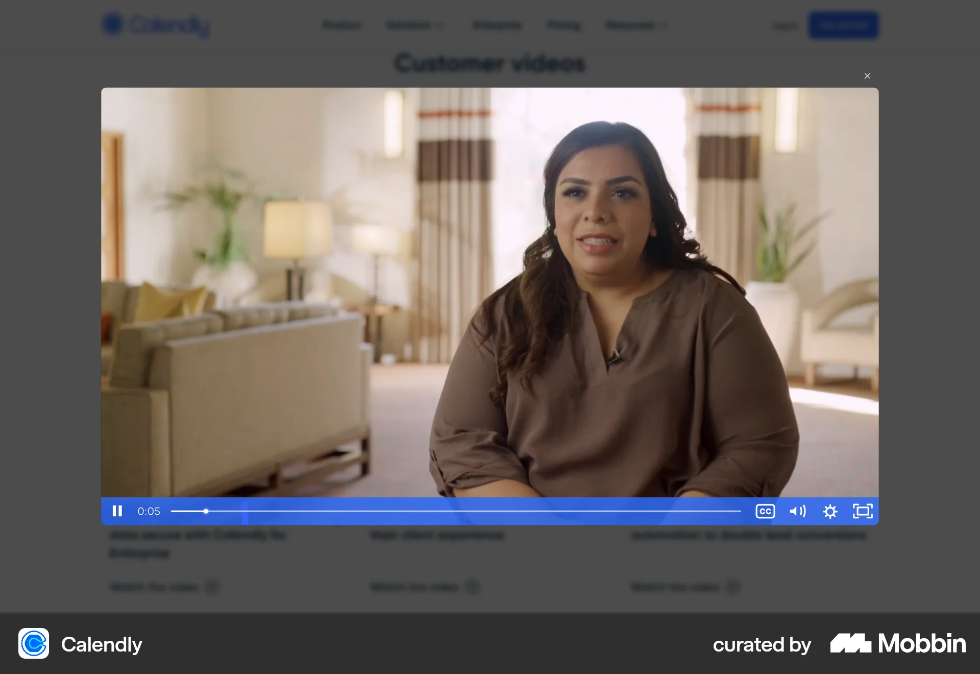 Calendly Web Video Player screen