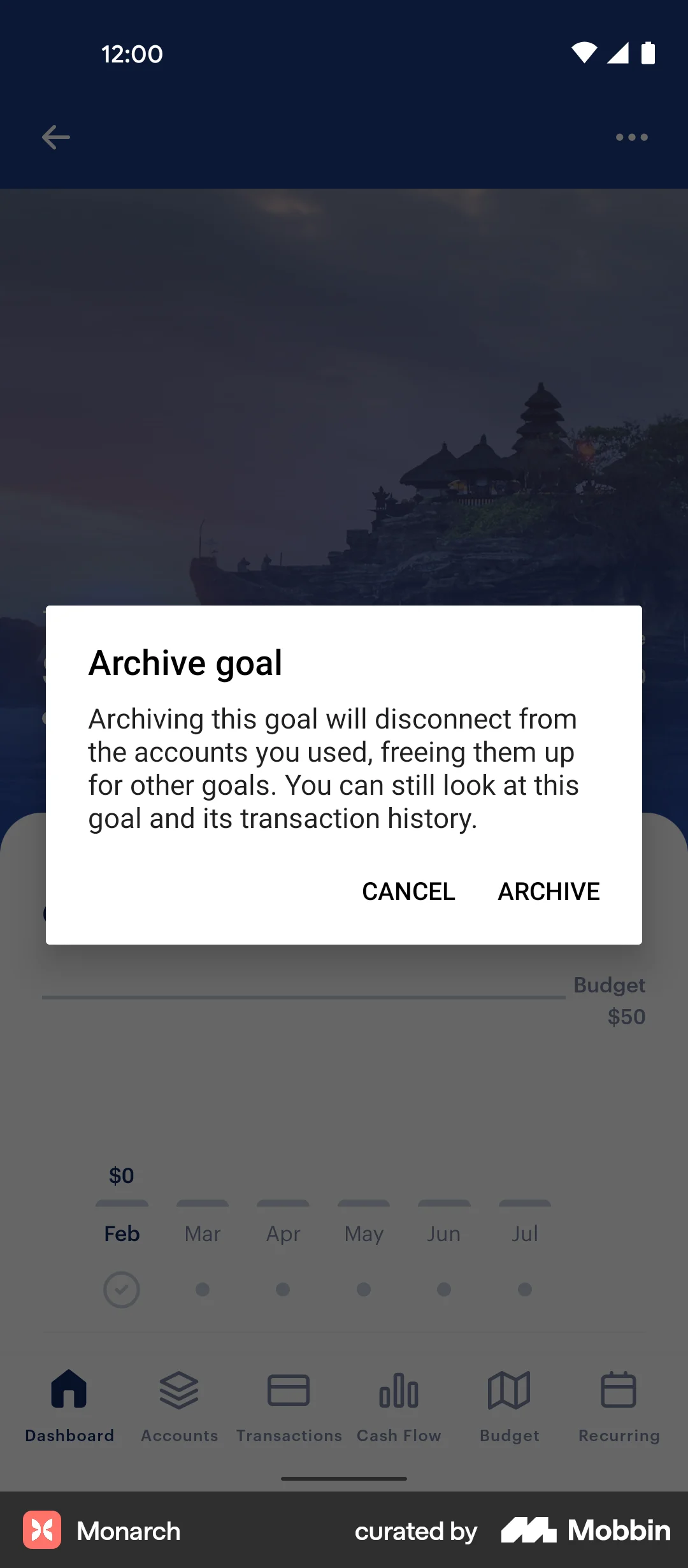 Monarch Android Trash & Archive screen