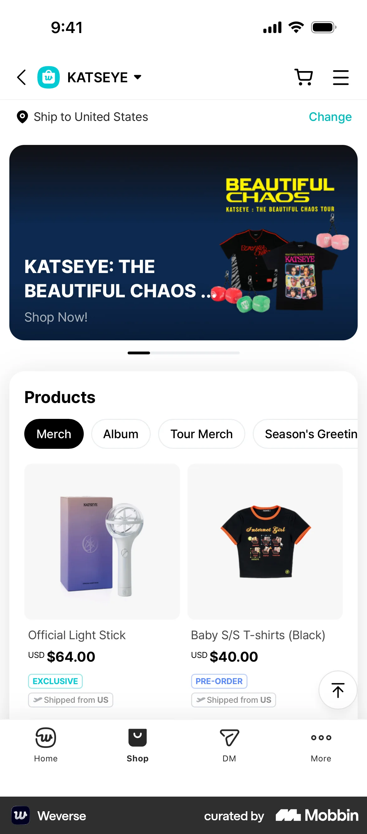 Weverse iOS screen containing Carousel UI element
