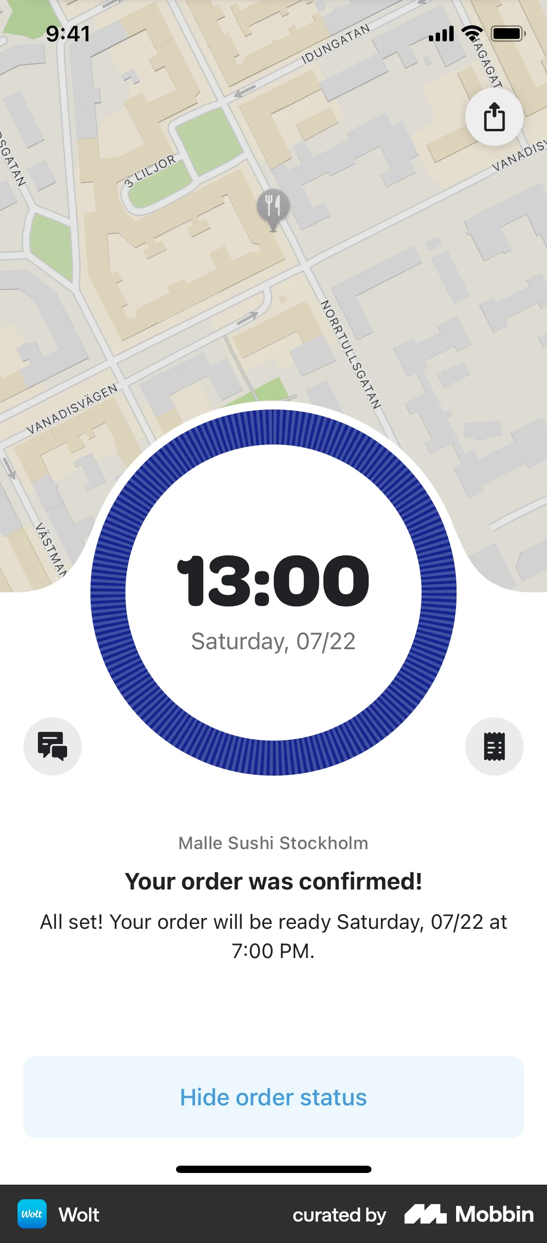 Wolt Delivery iOS Order Confirmation screen