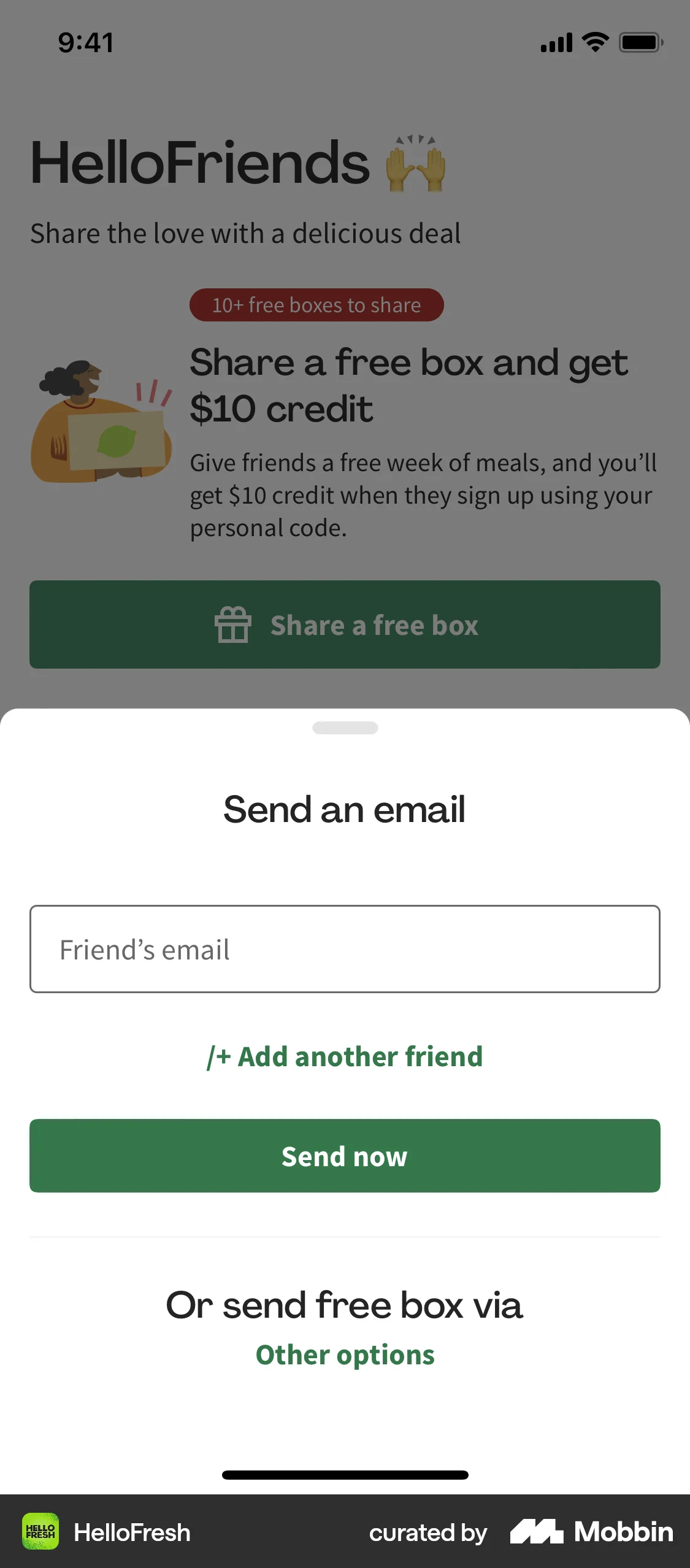HelloFresh iOS Invite & Refer Friends screen
