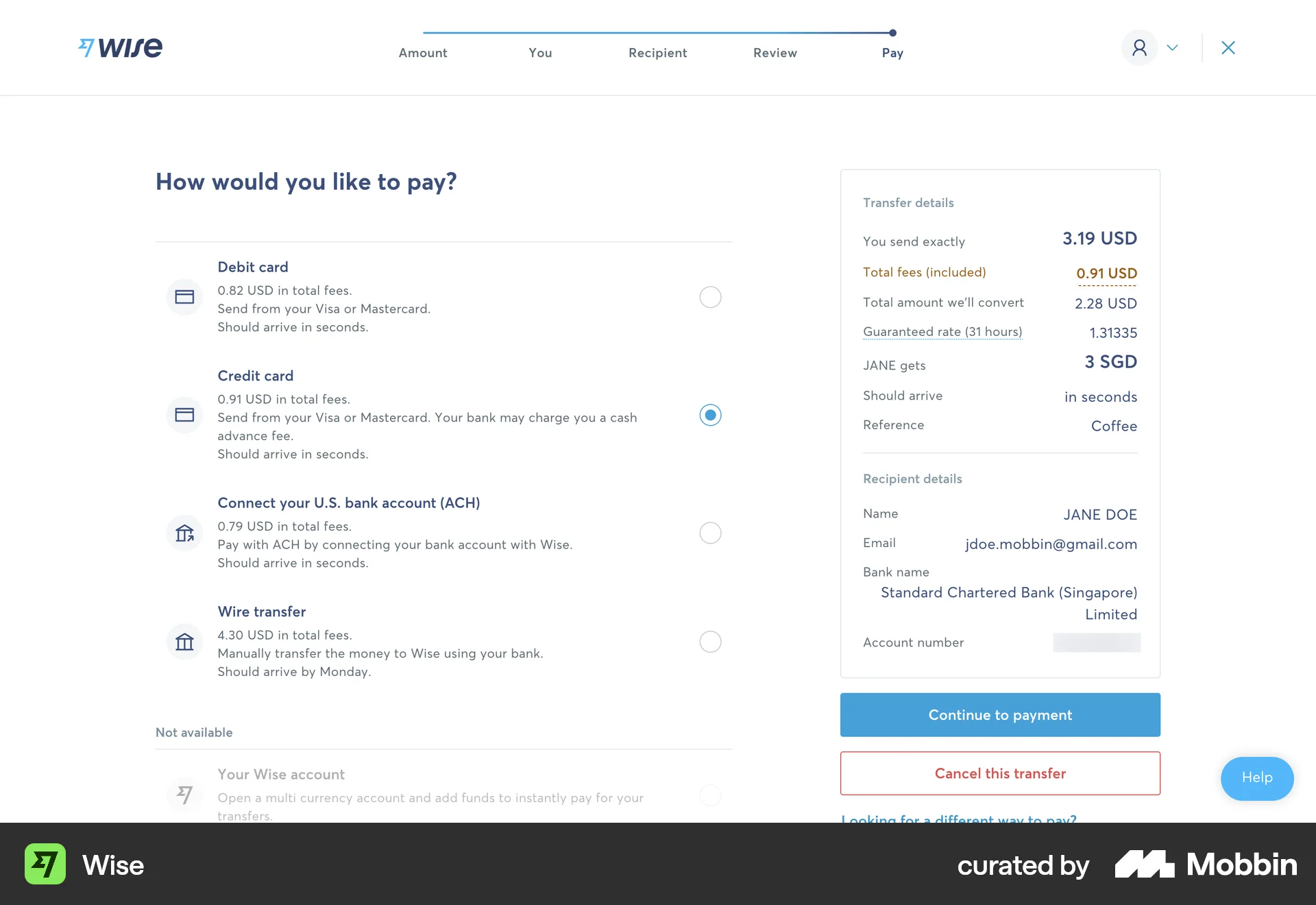 Wise Web screen containing Radio Button UI element
