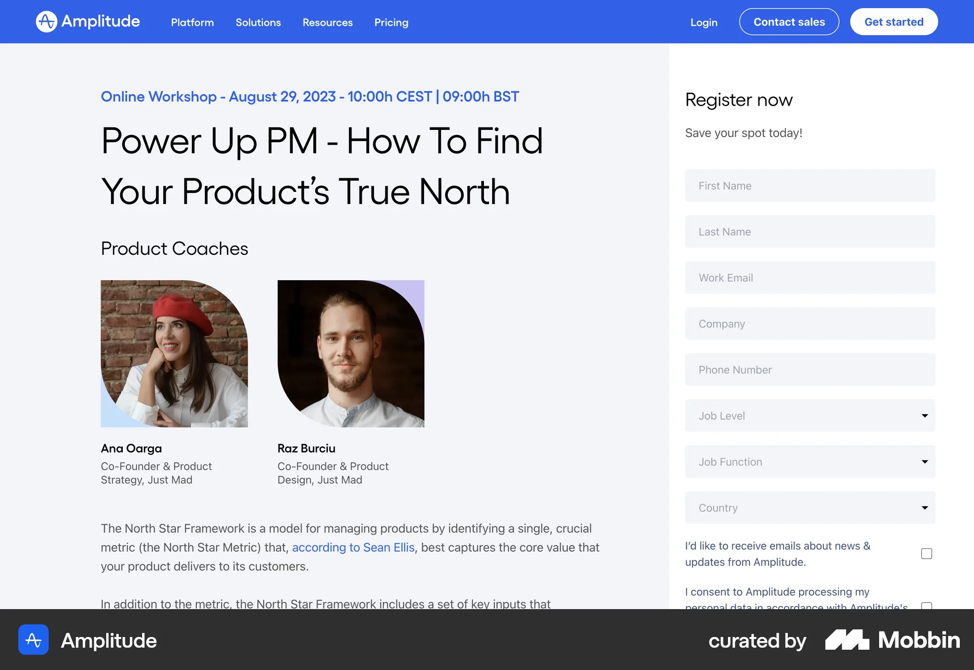 Amplitude Web Event Detail screen