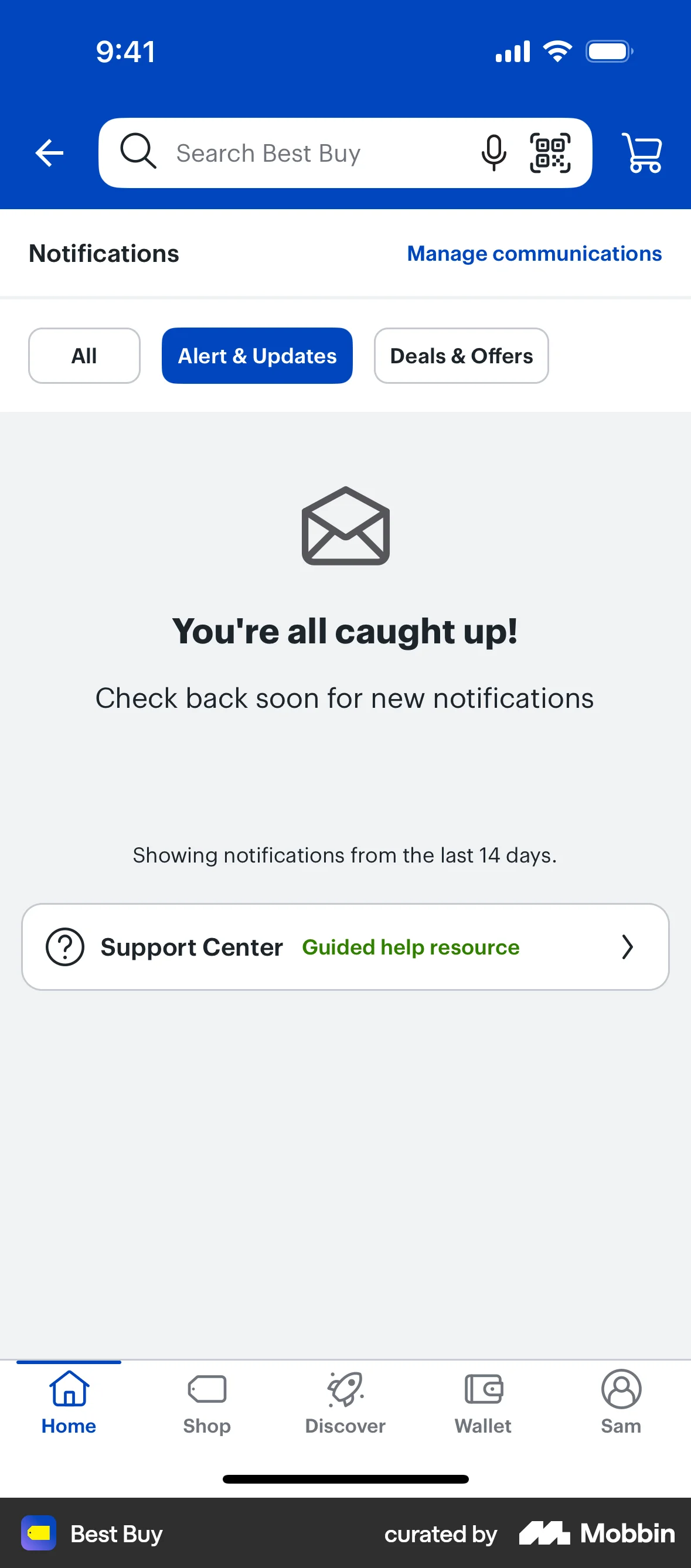 Best Buy iOS Notifications screen