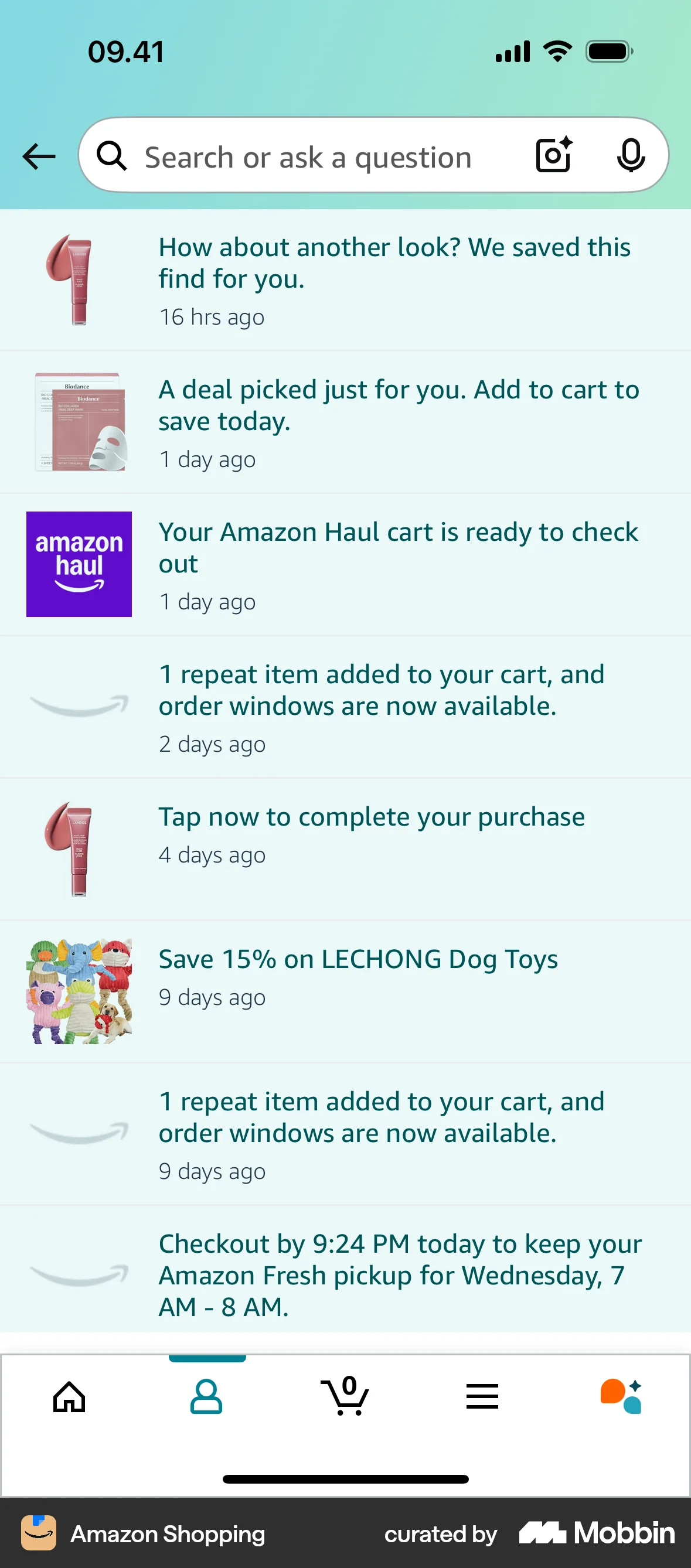 Amazon Shopping iOS Date & Time screen