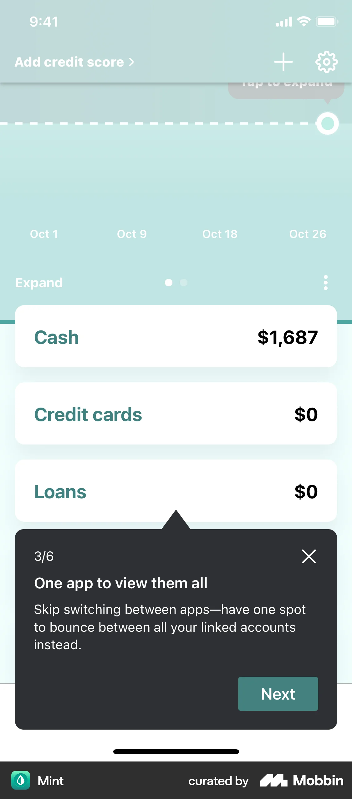 Mint iOS Guided Tour & Tutorial screen