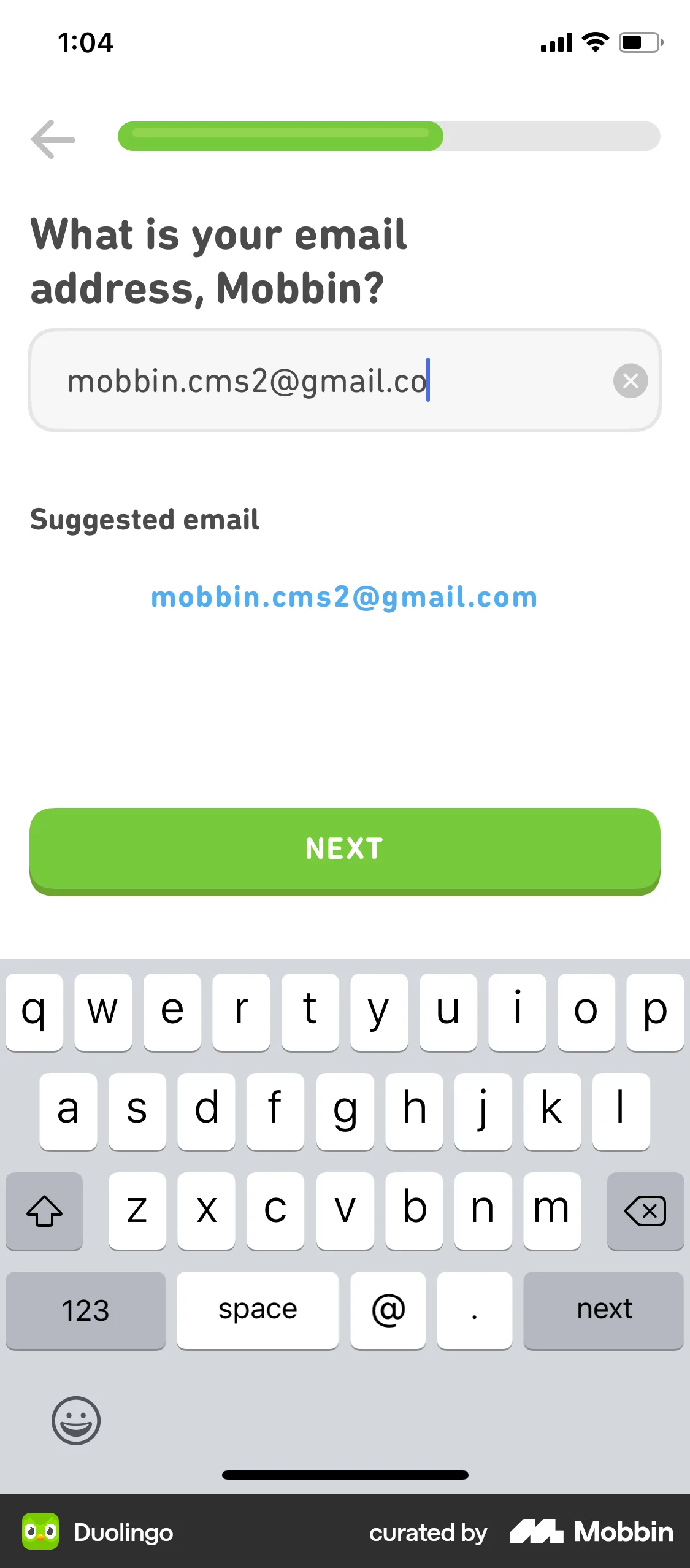 Duolingo iOS Signup screen