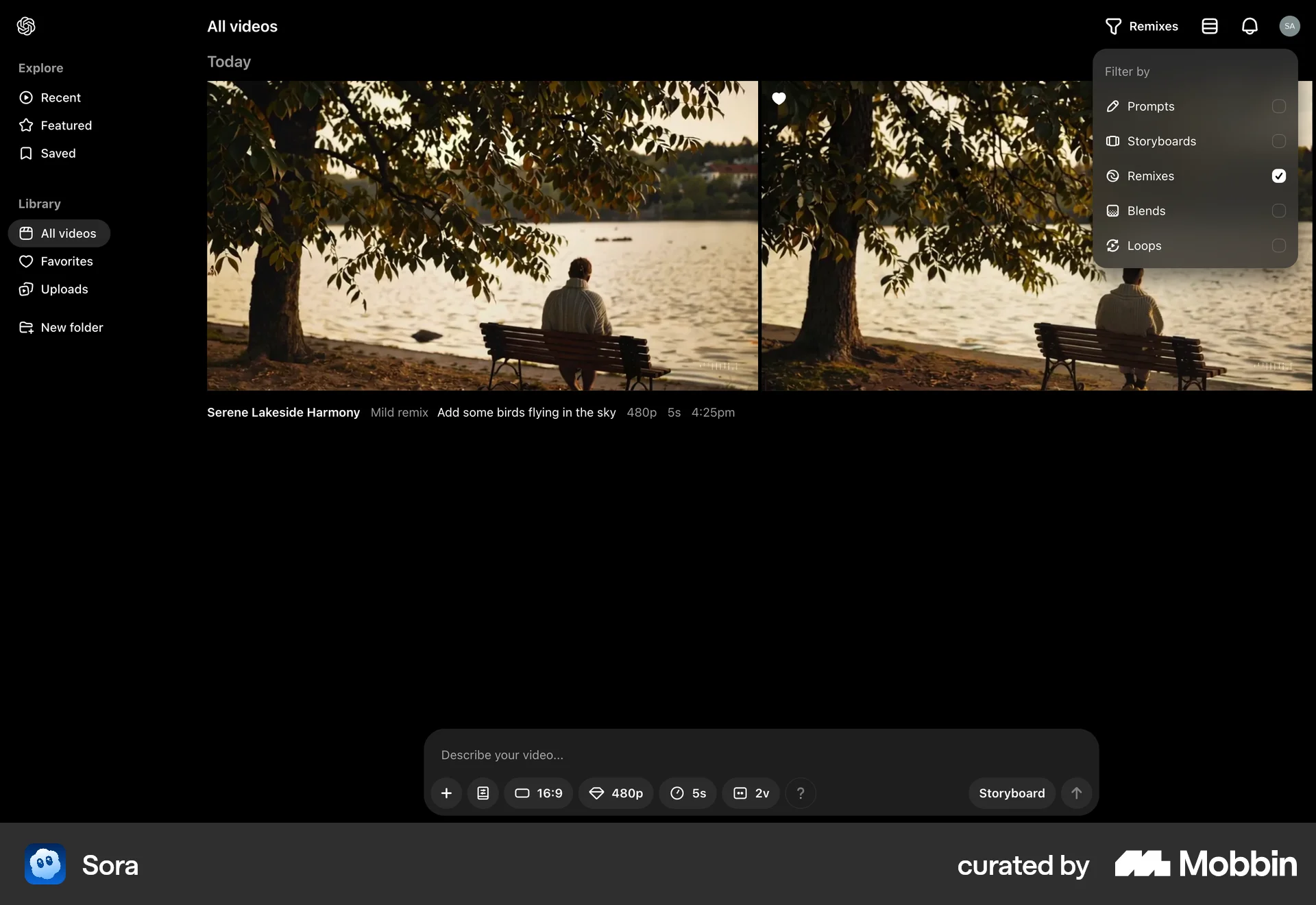 Sora Web screen containing Checkbox UI element