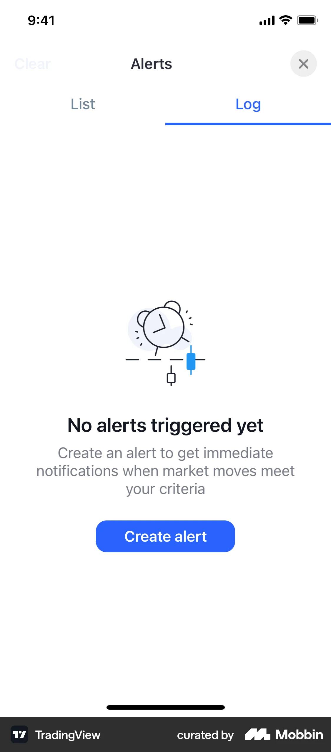 TradingView iOS Reminder screen