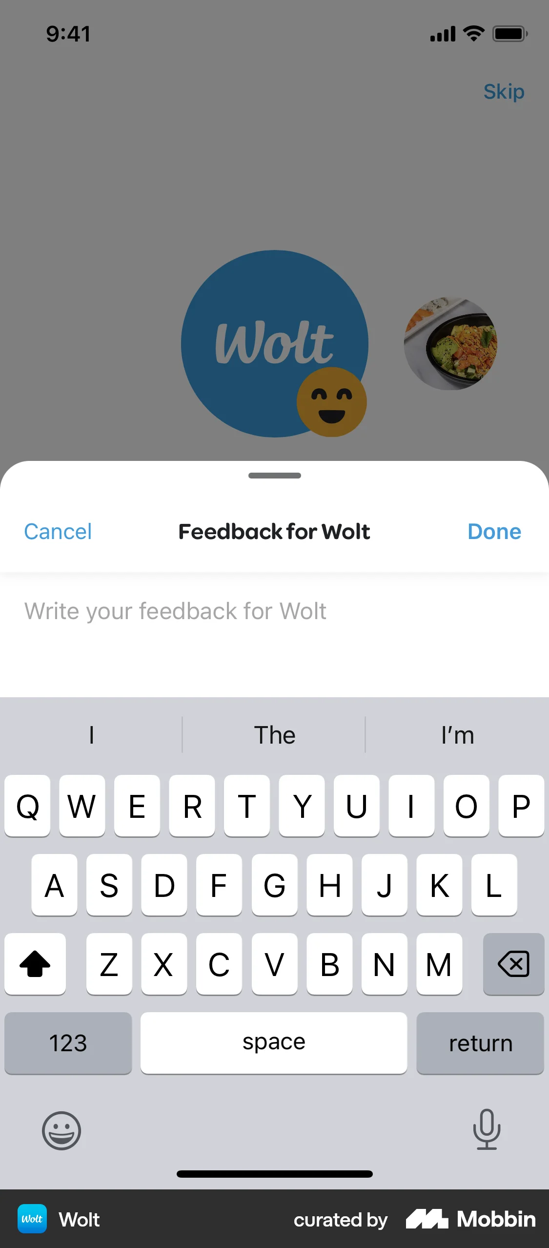 Wolt Delivery iOS Feedback screen