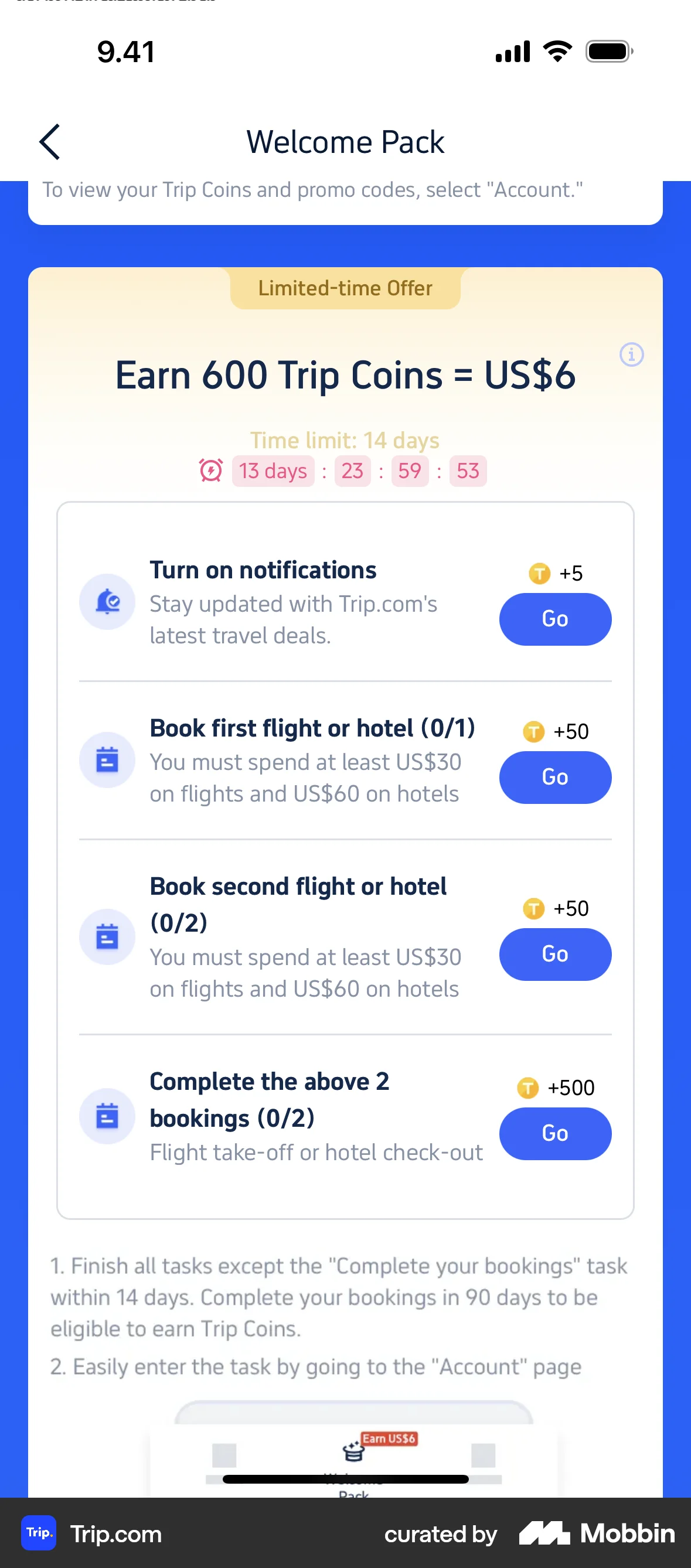 Trip.com iOS Timer & Clock screen