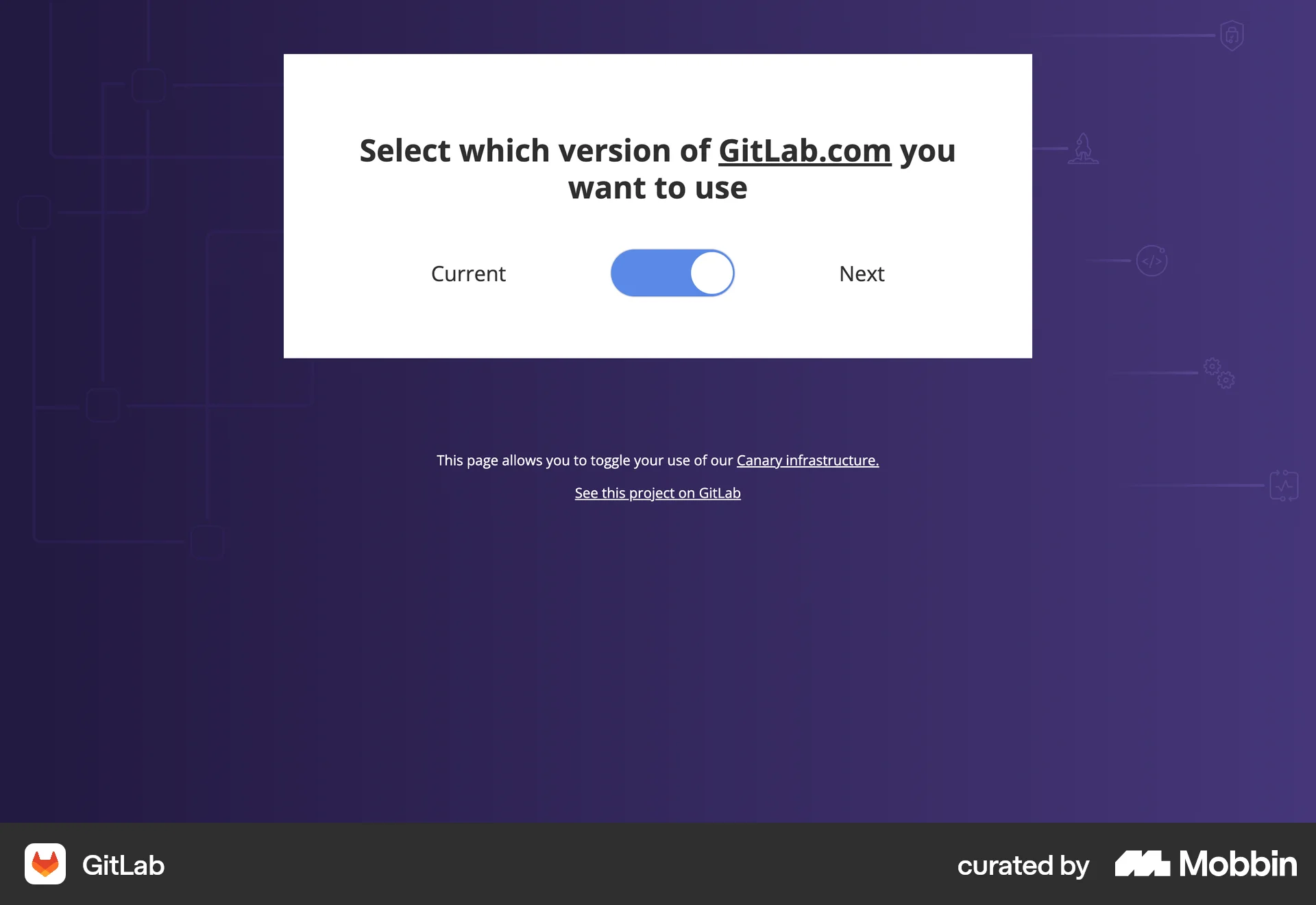 GitLab Web screen containing Switch UI element