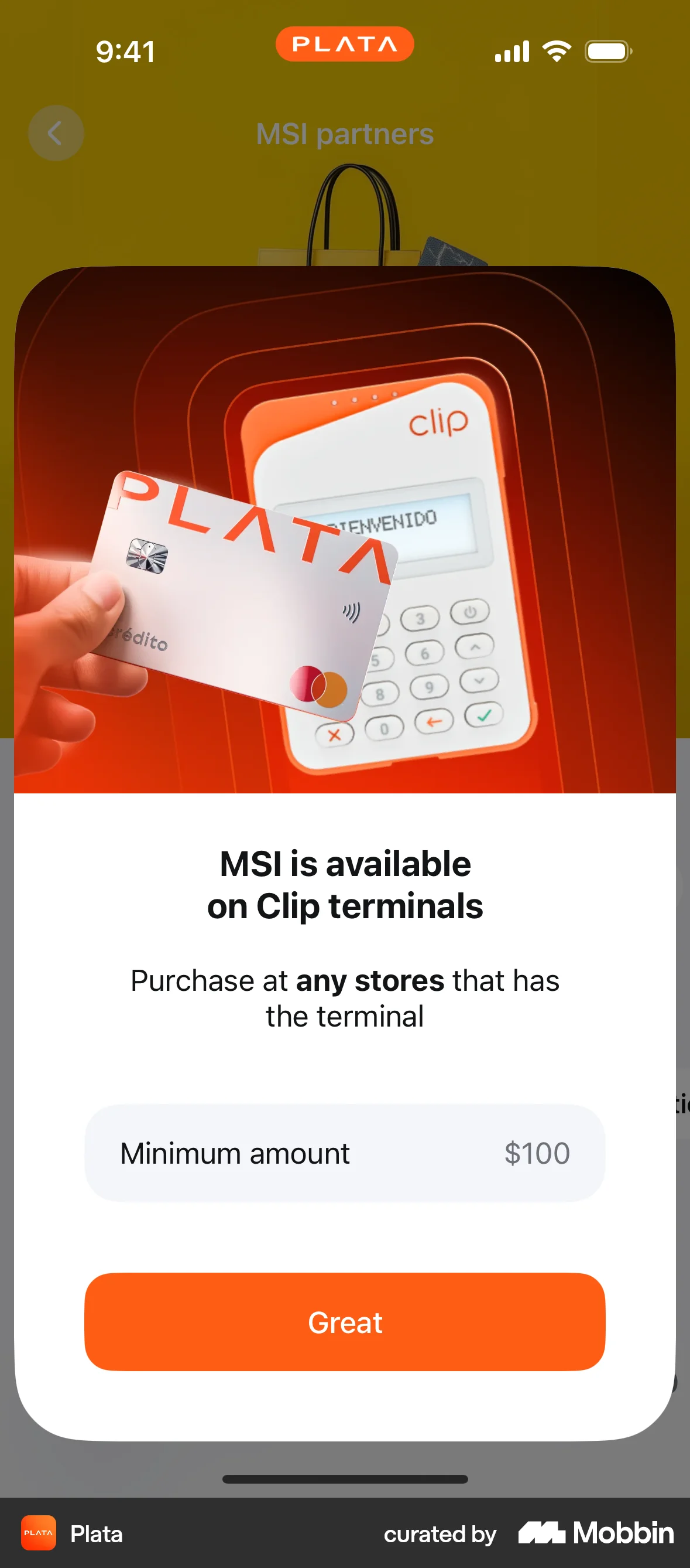 Plata Card iOS Other Content screen
