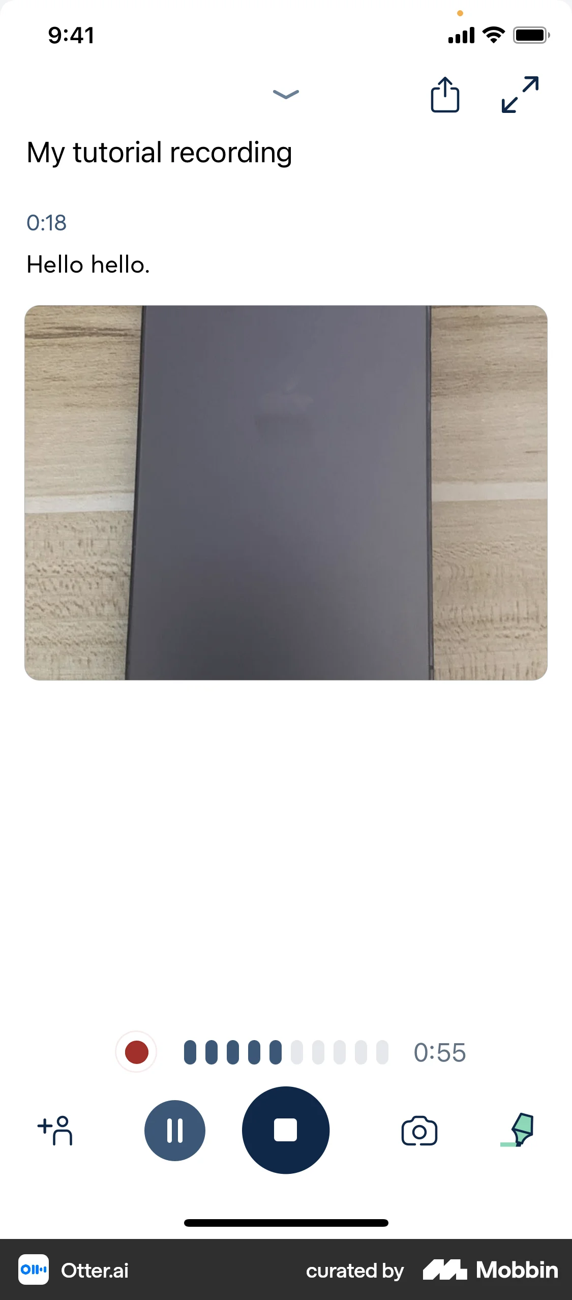 Otter.ai iOS Audio & Video Recorder screen