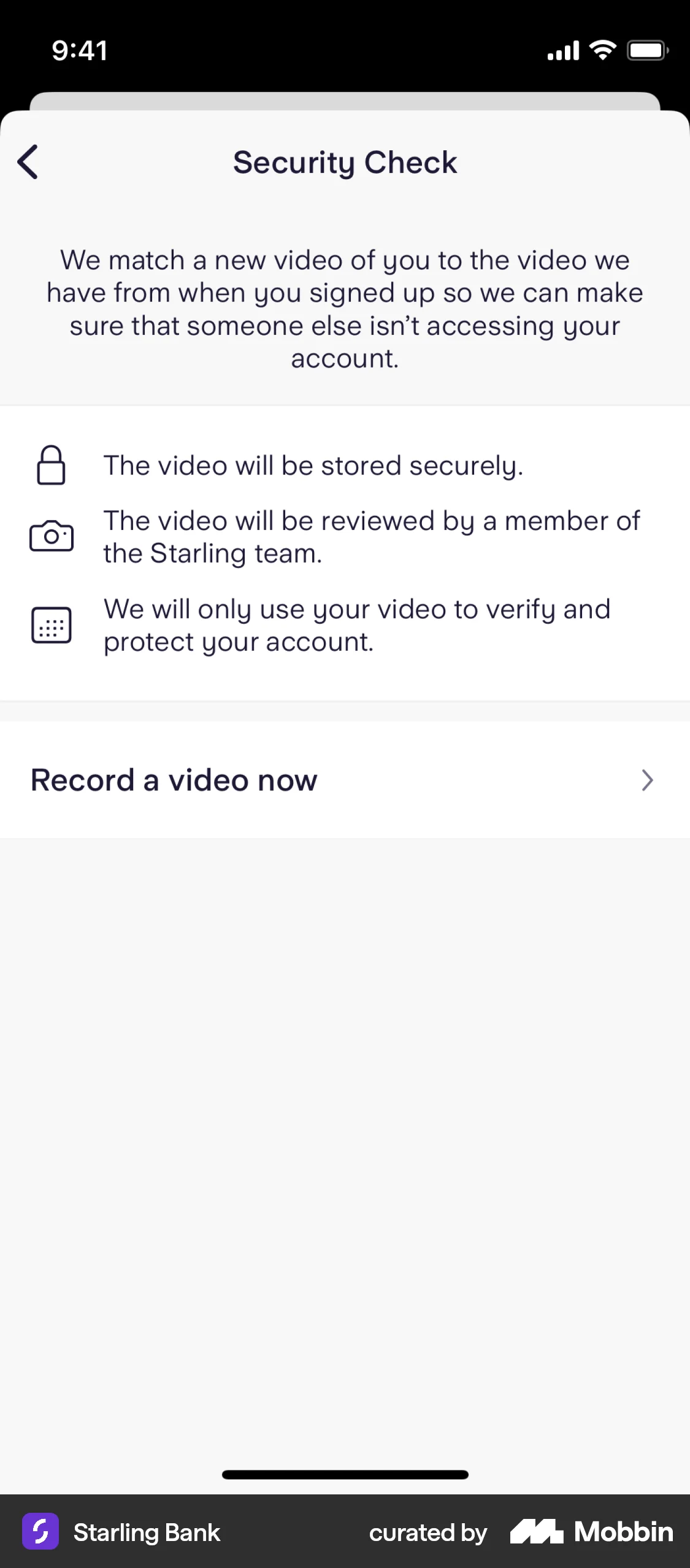 Starling Bank iOS Forgot Password screen